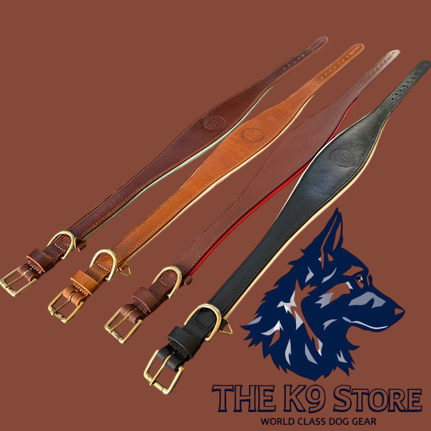 Premium Genuine Leather Dog Collar with Cushion Padding | Heavy-Duty Brass Hardware | Large & X-Large | The K9 Store – Hound Collection