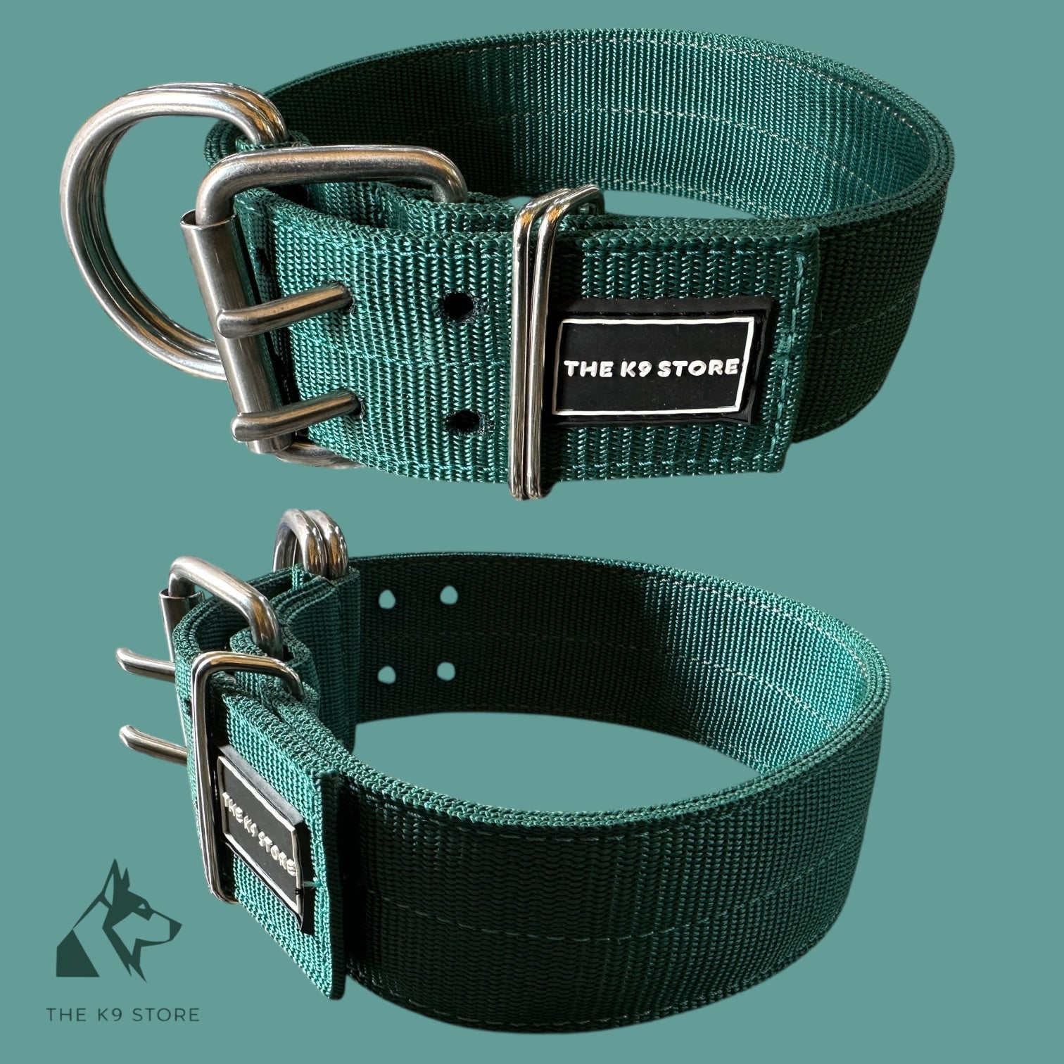Heavy Duty Dog Collar for Medium & Large Dogs (15–21 Inch Neck) | 2 Inch Wide Nylon K9 Training Collar with Dual Metal D-Ring | Adjustable Strong Pet Collar