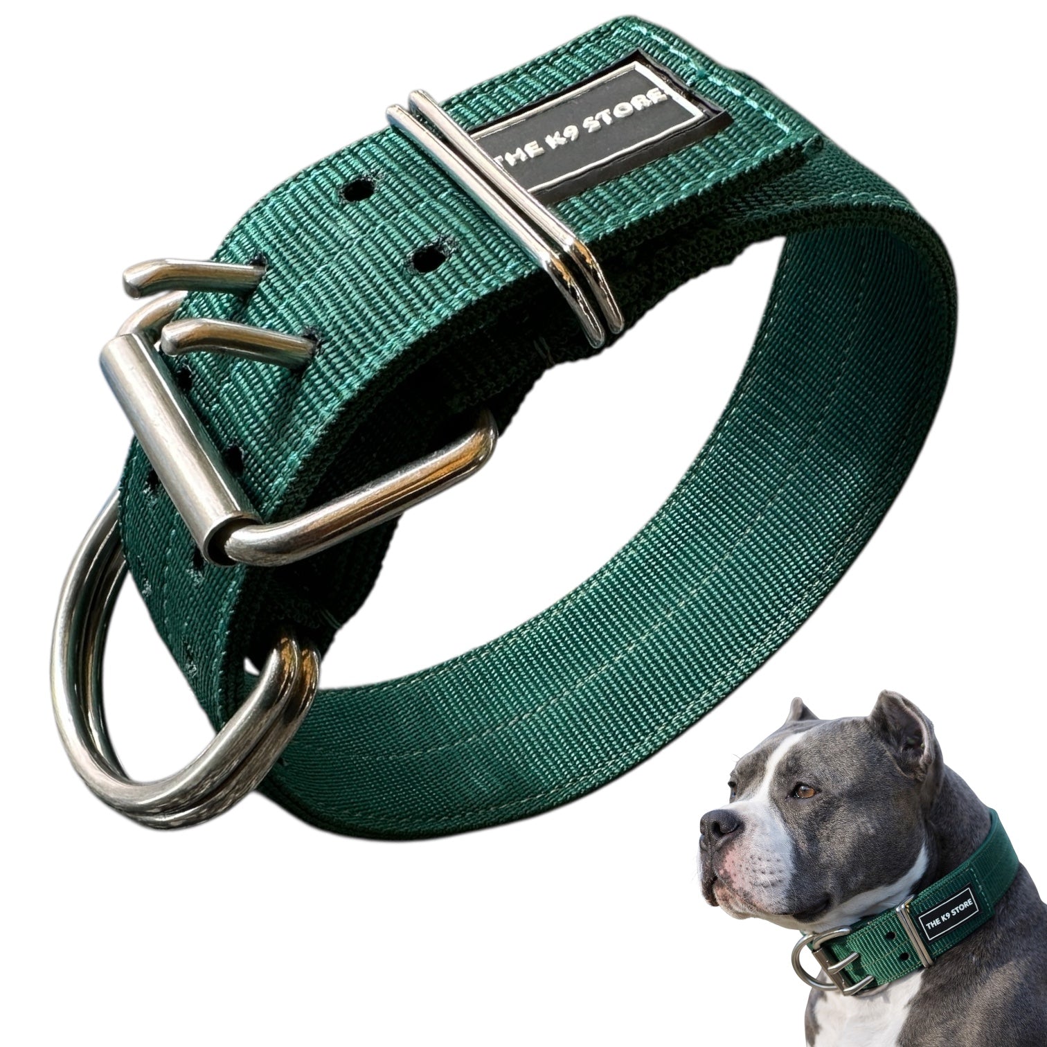 Heavy Duty Dog Collar for Medium & Large Dogs (15–21 Inch Neck) | 2 Inch Wide Nylon K9 Training Collar with Dual Metal D-Ring | Adjustable Strong Pet Collar