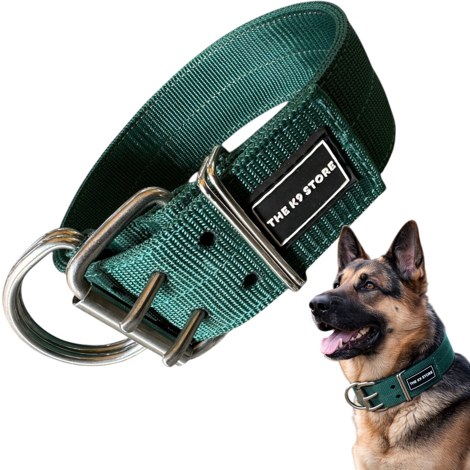 Heavy Duty Dog Collar for Medium & Large Dogs (15–21 Inch Neck) | 2 Inch Wide Nylon K9 Training Collar with Dual Metal D-Ring | Adjustable Strong Pet Collar