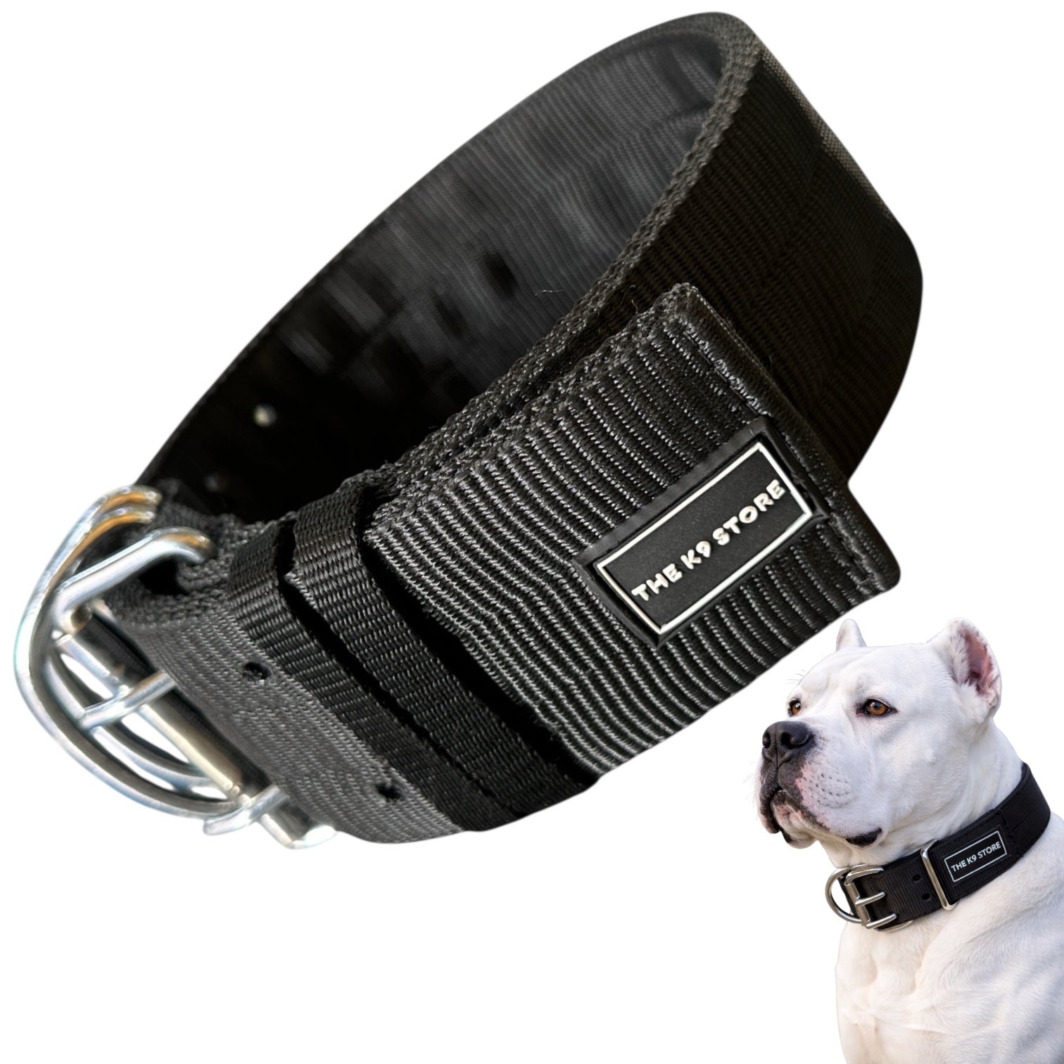 Heavy Duty Adjustable Dog Collar 18–28 Inch – Premium Nylon K9 Training Collar with Dual Metal D-Ring & Strong Buckle for Large & Medium Dogs