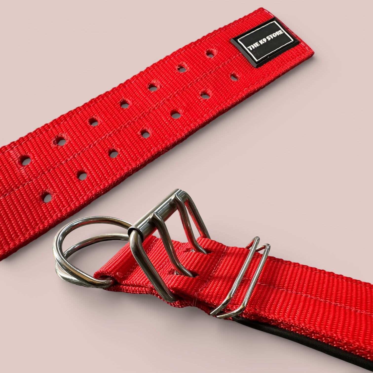 Heavy Duty Dog Collar for Large Dogs | 2 Inch Wide Padded Nylon Collar with Double D-Rings | Red | The K9 Store