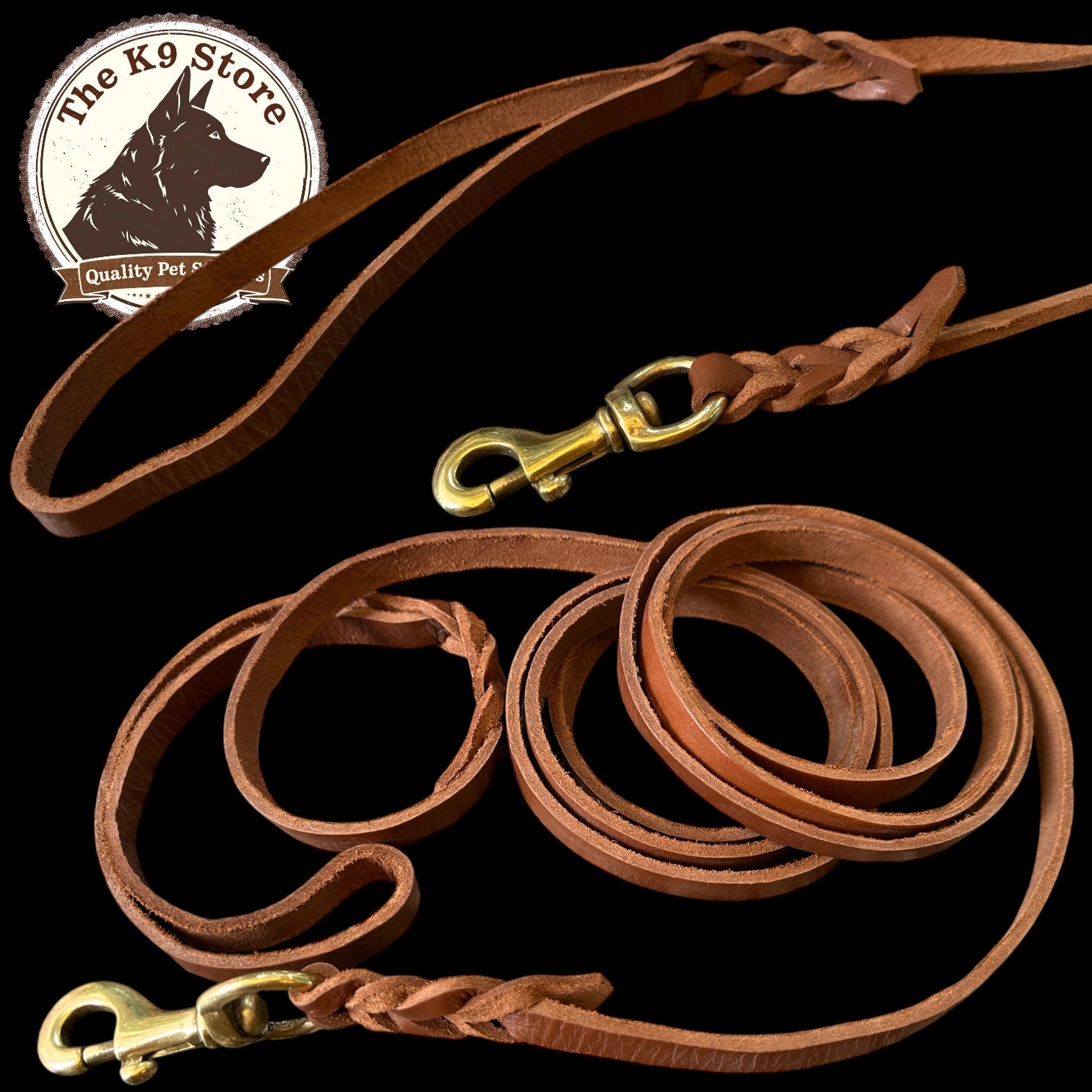 10 Feet Genuine Leather Dog Leash with Single Handle | Handmade Tan Leather Leash with Brass Hook – The K9 Store