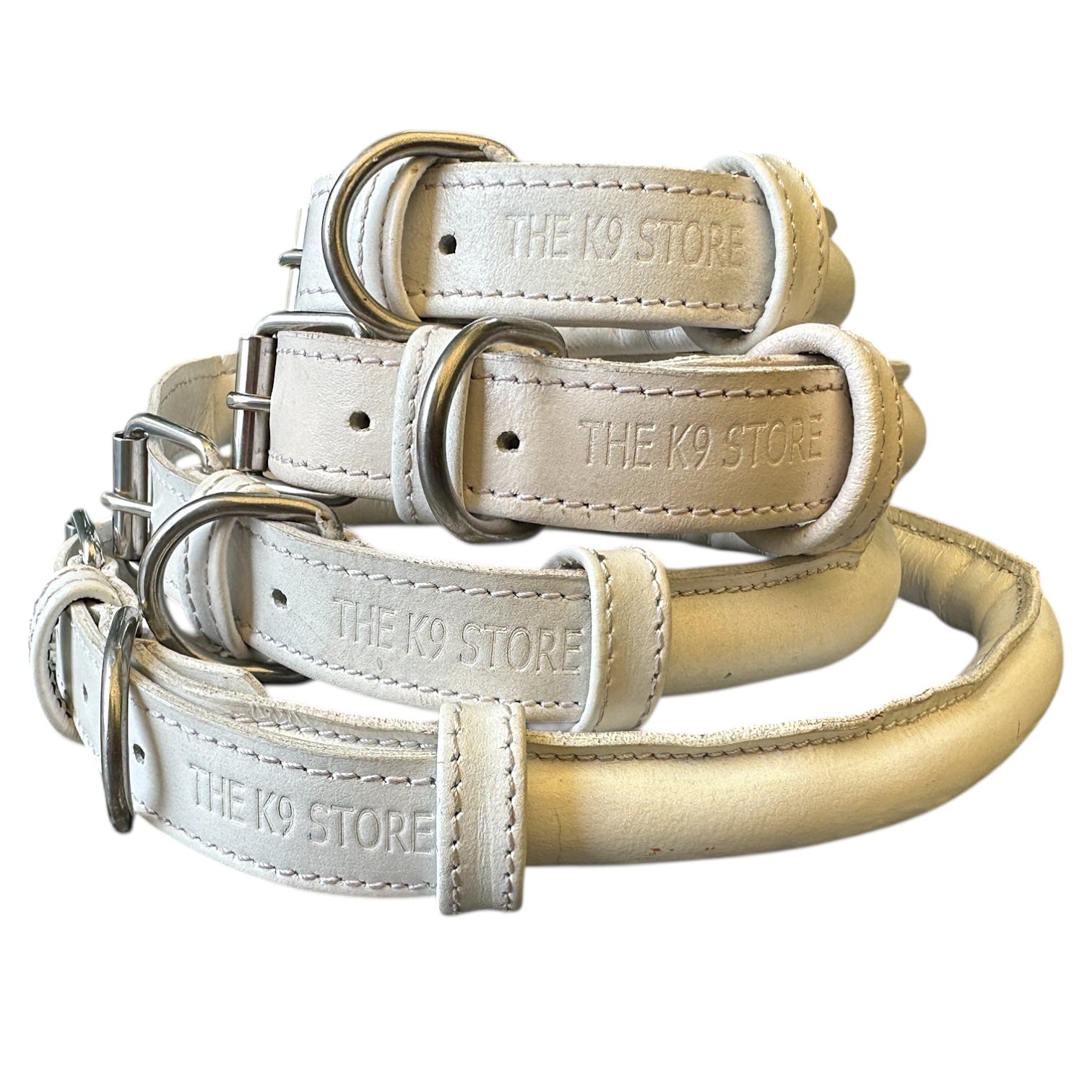 Premium Rope Design Leather Dog Collar | Solid Stitched | Luxury Padded Collar for Medium & Large Dogs (4 Sizes, 3 Colors)