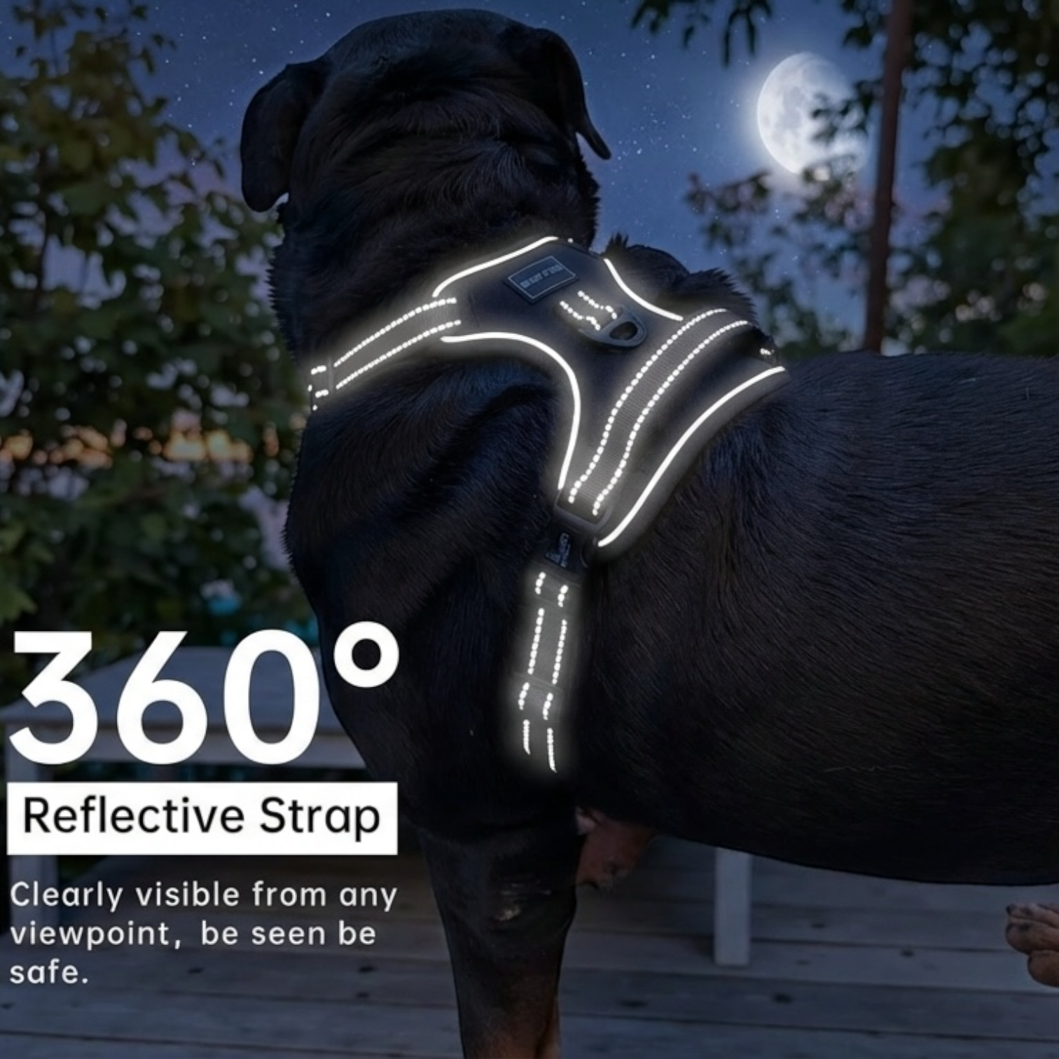 Double Bone Standard Dog Harness | No-Pull Adjustable Dog Chest Harness with 360° Reflective Straps | Padded Breathable Vest for Small, Medium & Large Dogs