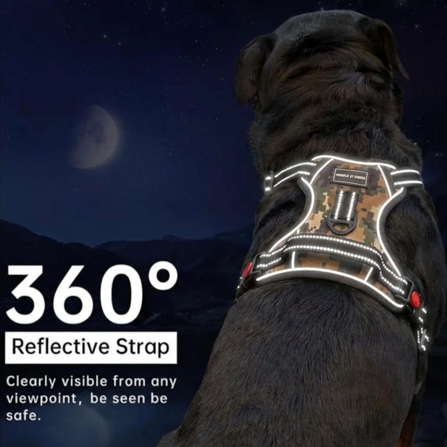 Double Bone Standard Dog Harness | No-Pull Adjustable Dog Chest Harness with 360° Reflective Straps | Padded Breathable Vest for Small, Medium & Large Dogs