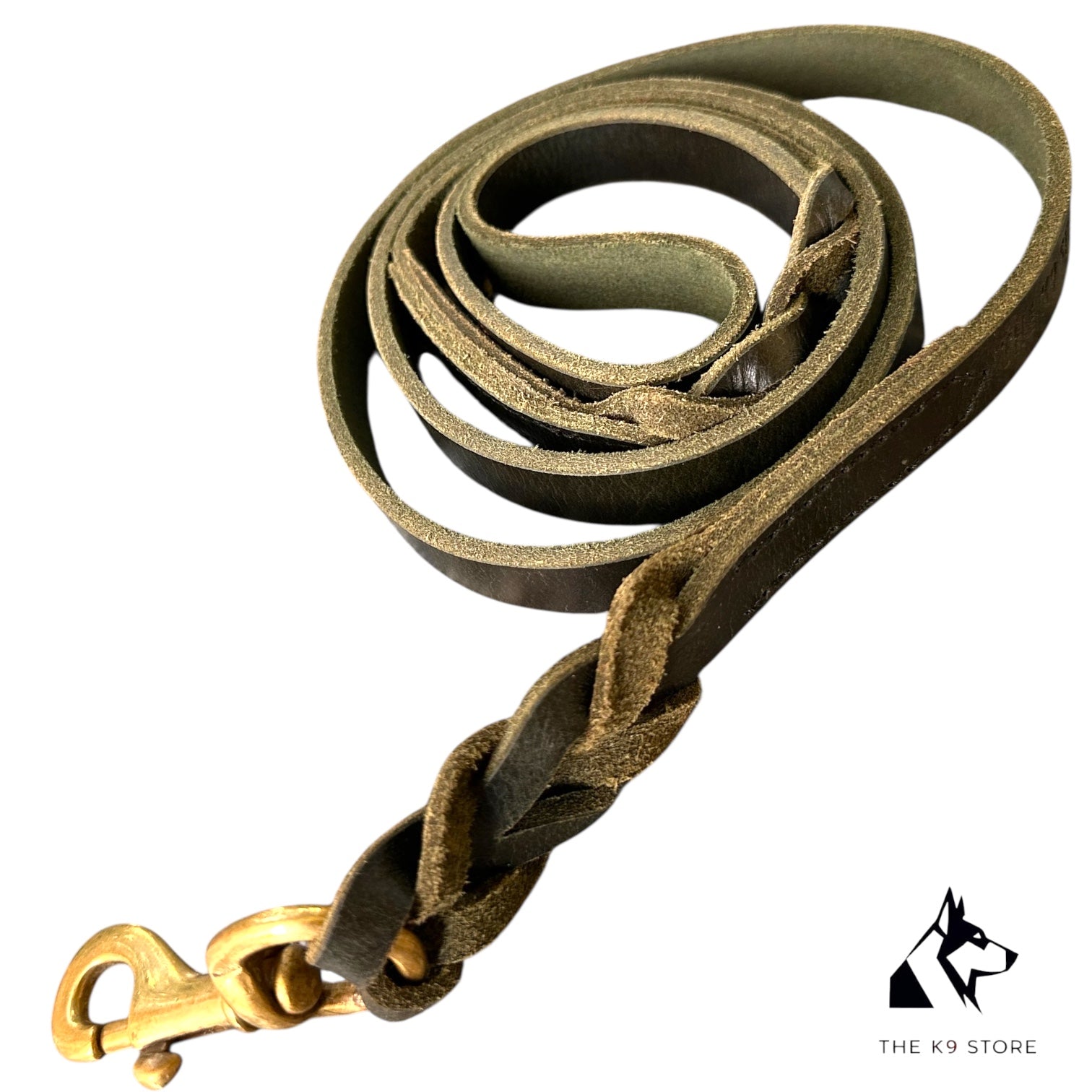K9 Store Heavy Duty Genuine Leather Dog Leash – 5FT Premium High Grain Leather Lead for Large Dogs up to 75KG – Hand Braided Strong Dog Leash with Solid Brass Hook – Durable Training Walking Leash