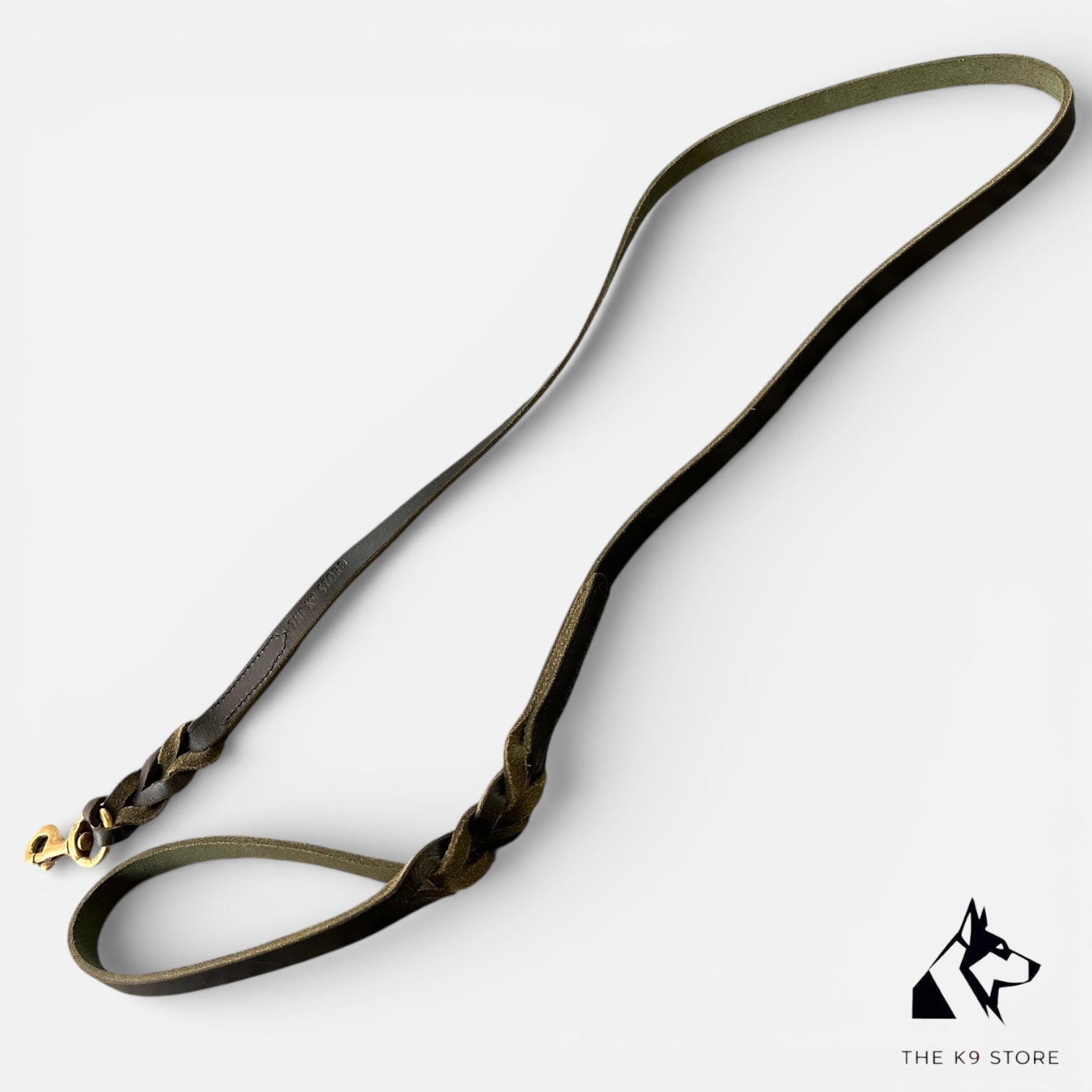 K9 Store Heavy Duty Genuine Leather Dog Leash – 5FT Premium High Grain Leather Lead for Large Dogs up to 75KG – Hand Braided Strong Dog Leash with Solid Brass Hook – Durable Training Walking Leash