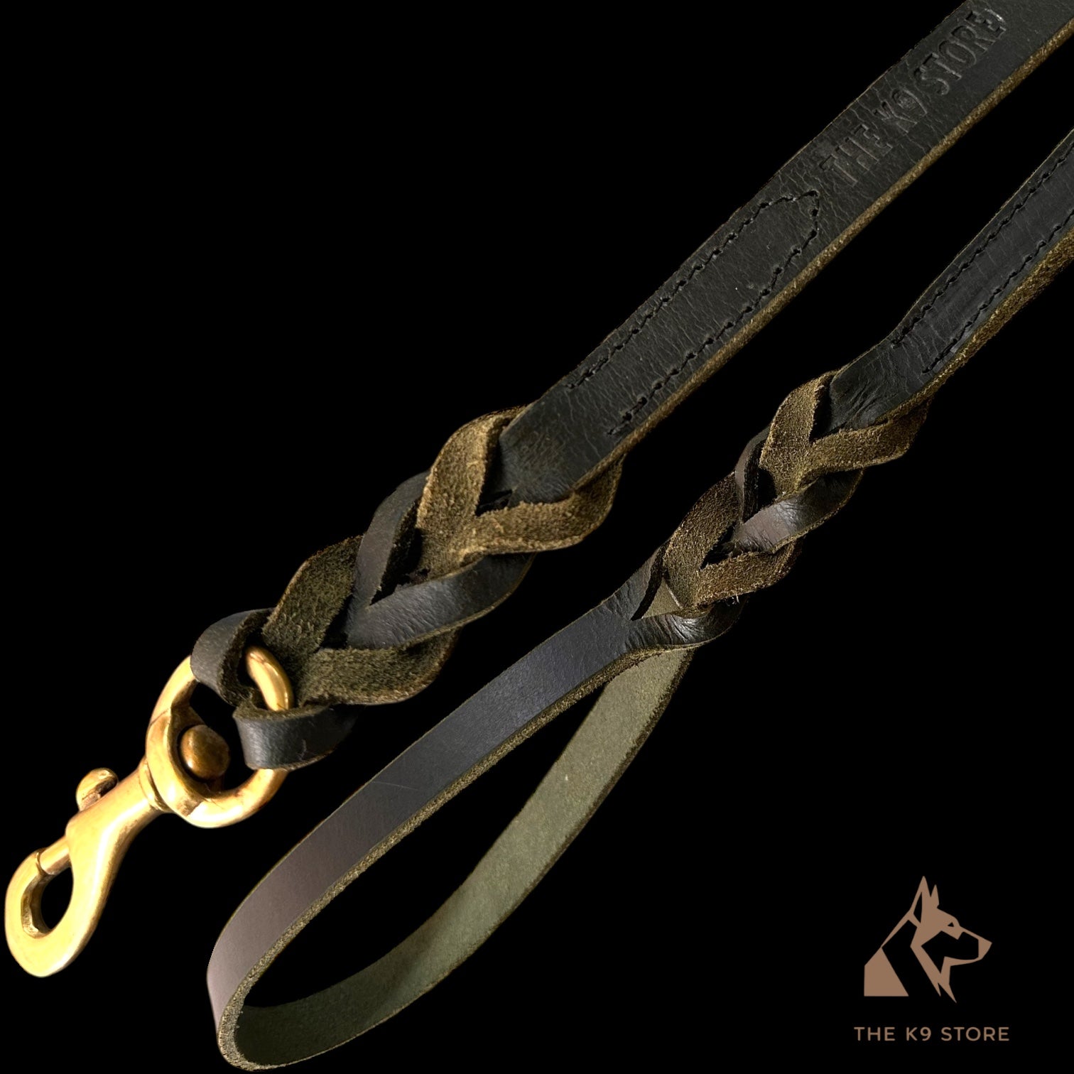 K9 Store Heavy Duty Genuine Leather Dog Leash – 5FT Premium High Grain Leather Lead for Large Dogs up to 75KG – Hand Braided Strong Dog Leash with Solid Brass Hook – Durable Training Walking Leash