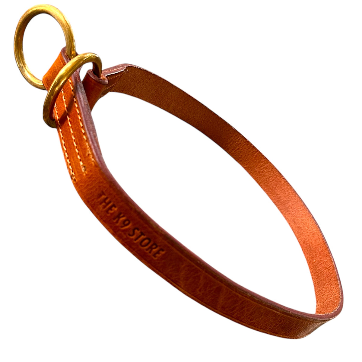 Premium Tan Leather Dog Choke Collar – Solid Brass Rings, Triple-Layer Stitched Training Collar | Durable Leather Control Collar for Dogs | Small, Medium, Large & XL