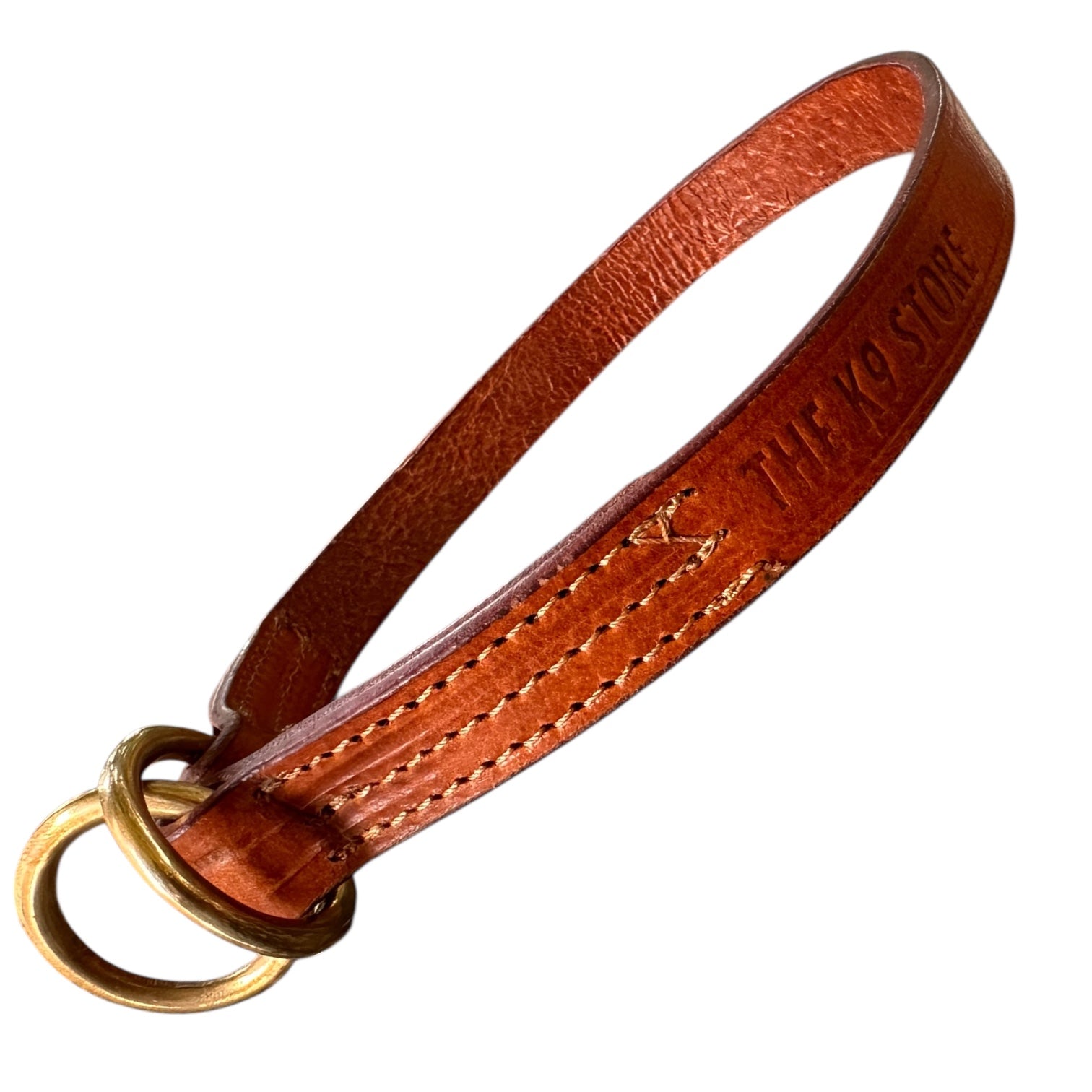 Premium Tan Leather Dog Choke Collar – Solid Brass Rings, Triple-Layer Stitched Training Collar | Durable Leather Control Collar for Dogs | Small, Medium, Large & XL