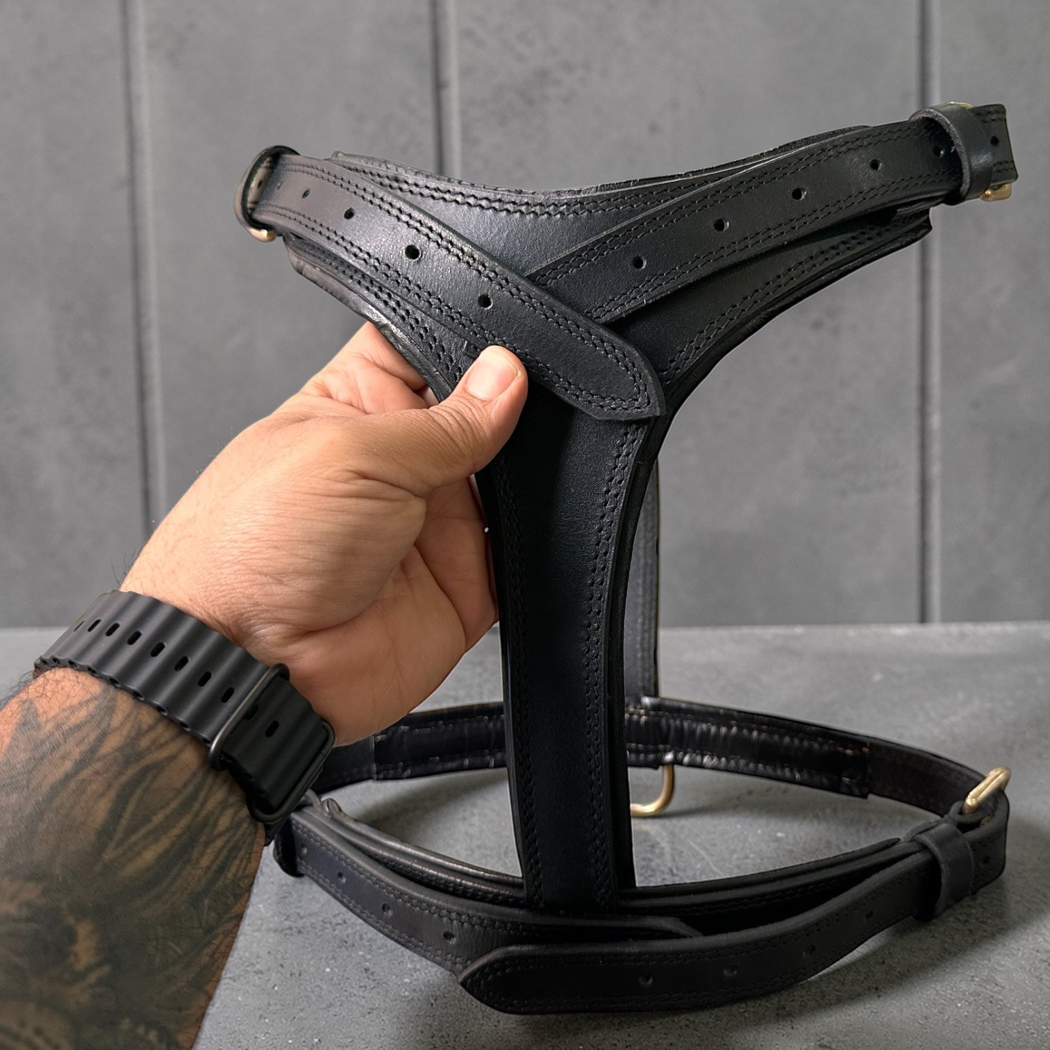 Premium Genuine Leather Dog Harness for Dogs – Adjustable Padded Leather Harness with Solid Brass Hardware