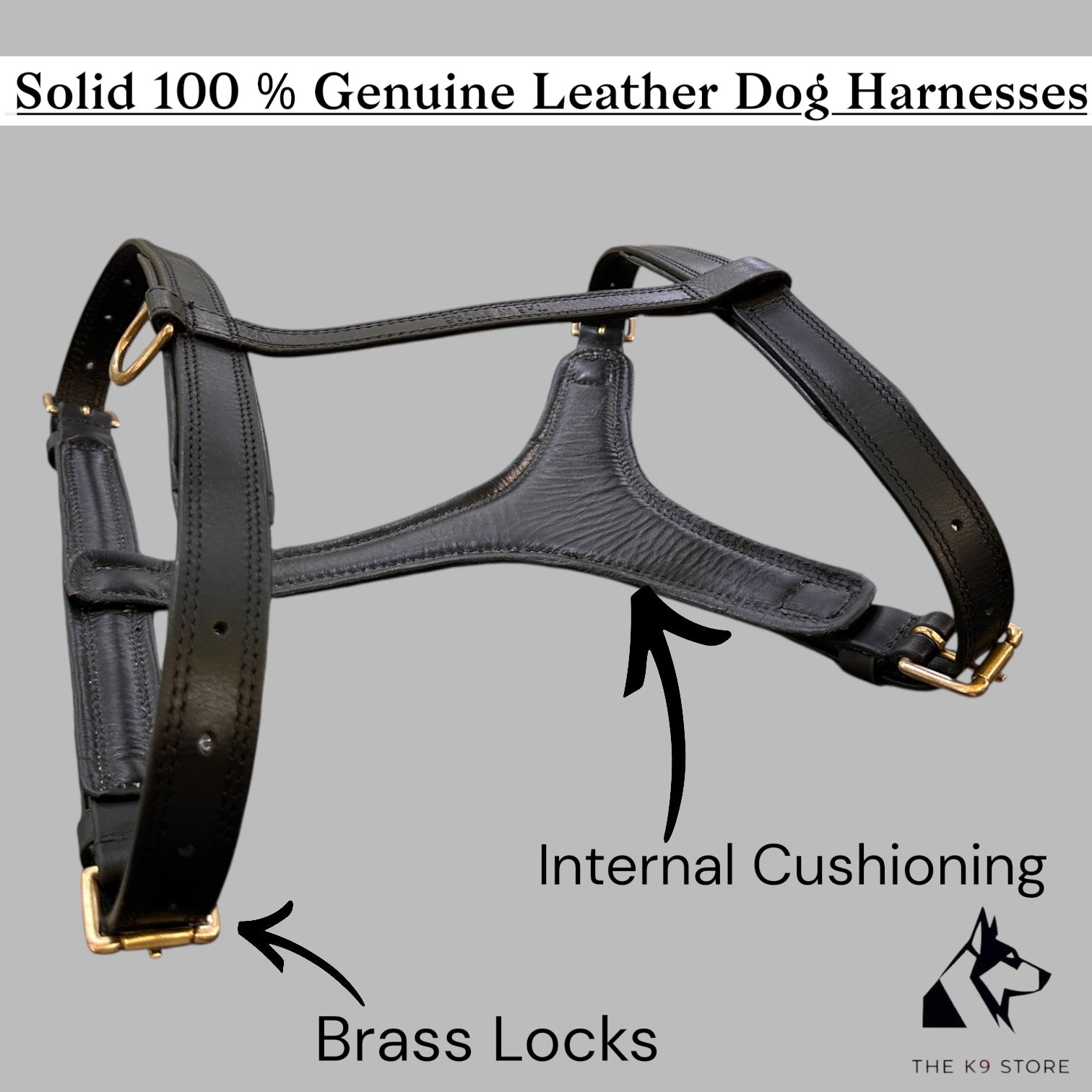 Premium Genuine Leather Dog Harness for Dogs – Adjustable Padded Leather Harness with Solid Brass Hardware