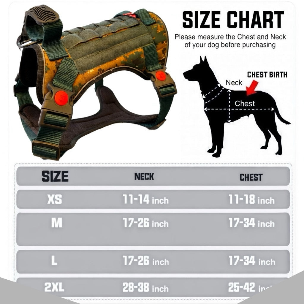 Tactical Dog Harness No Pull | Adjustable Military K9 Vest with Handle, Heavy Duty Pet Harness for Large Medium Dogs, Reflective Training Vest