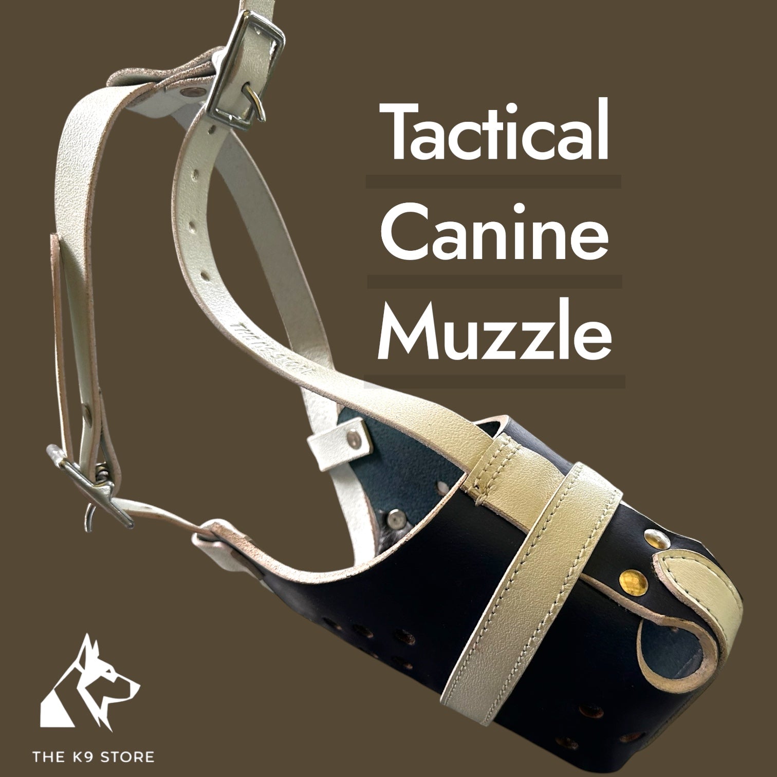 K9 Store Premium Navy Blue Leather Dog Muzzle with Adjustable Straps