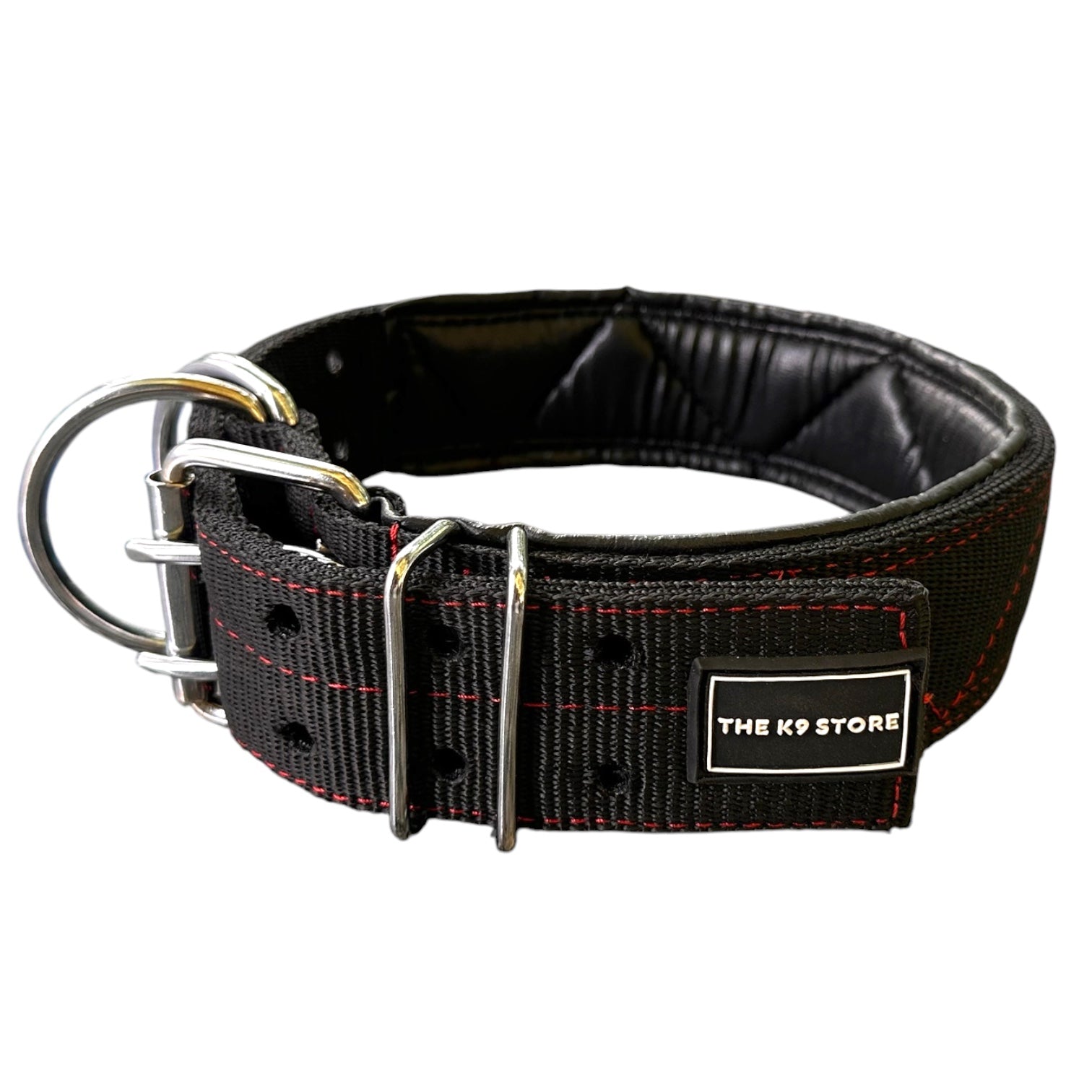 Heavy Duty Dog Collar | PP Webbing | 2" & 3" Width | Fits 16-32 Inch Neck | Black & Red