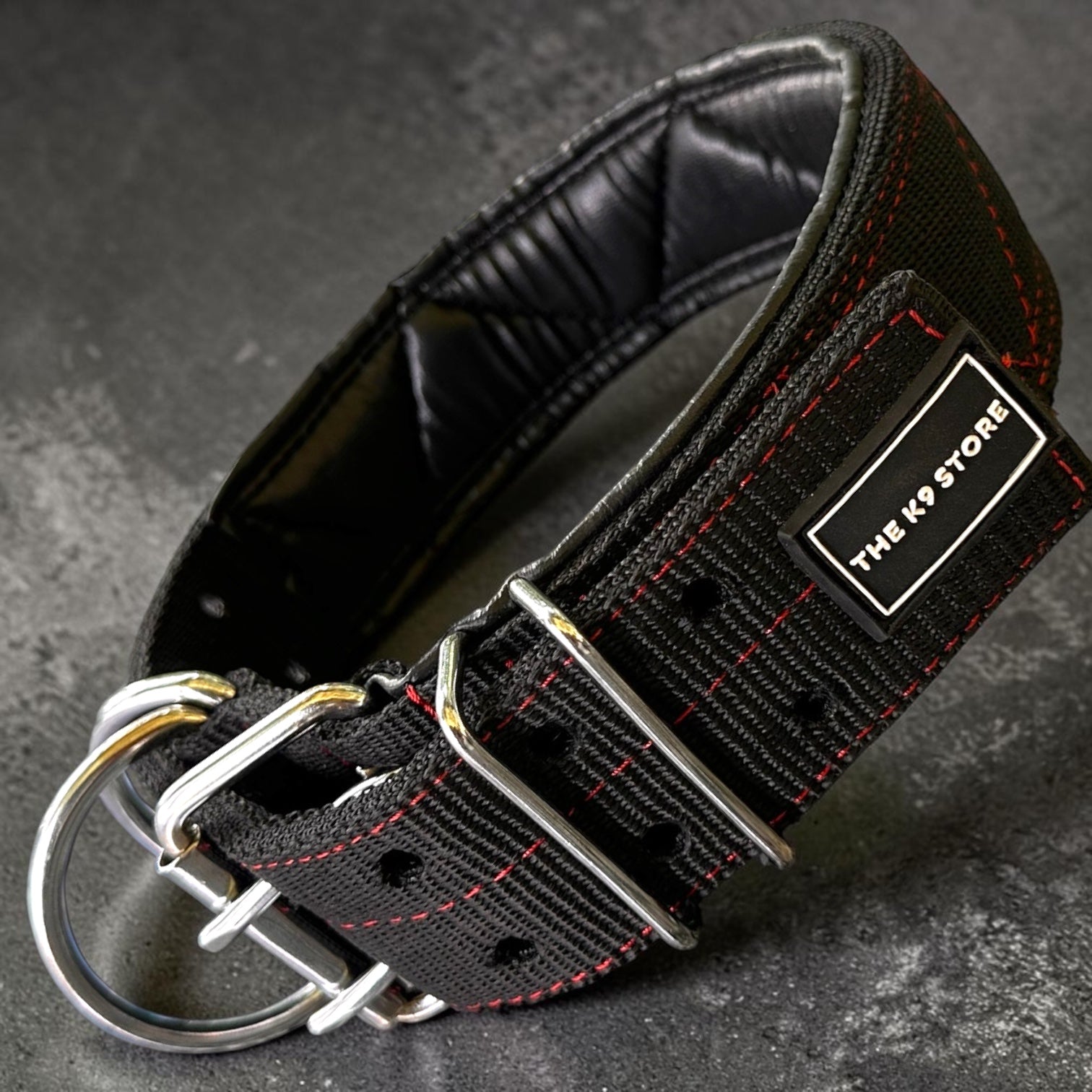 Heavy Duty Dog Collar | PP Webbing | 2" & 3" Width | Fits 16-32 Inch Neck | Black & Red