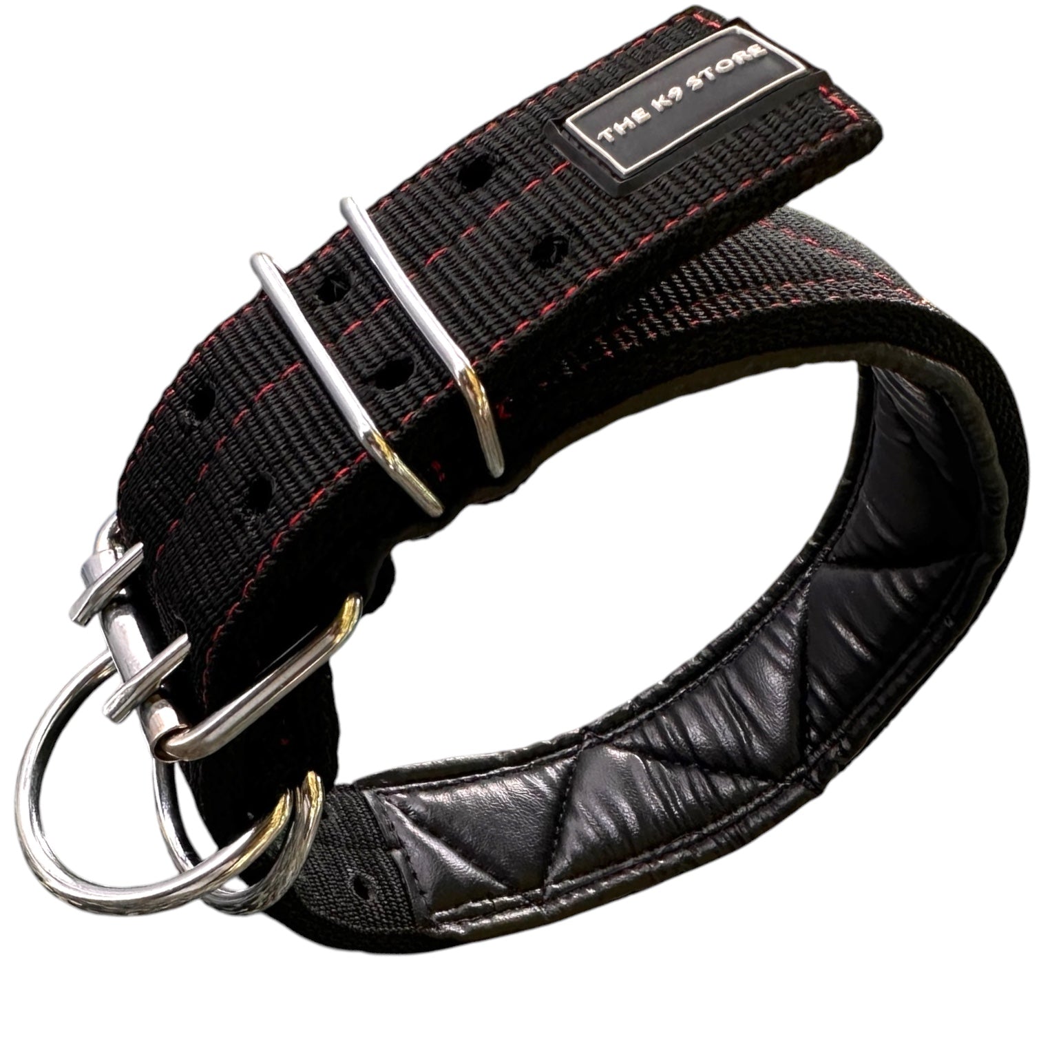 Heavy Duty Dog Collar | PP Webbing | 2" & 3" Width | Fits 16-32 Inch Neck | Black & Red