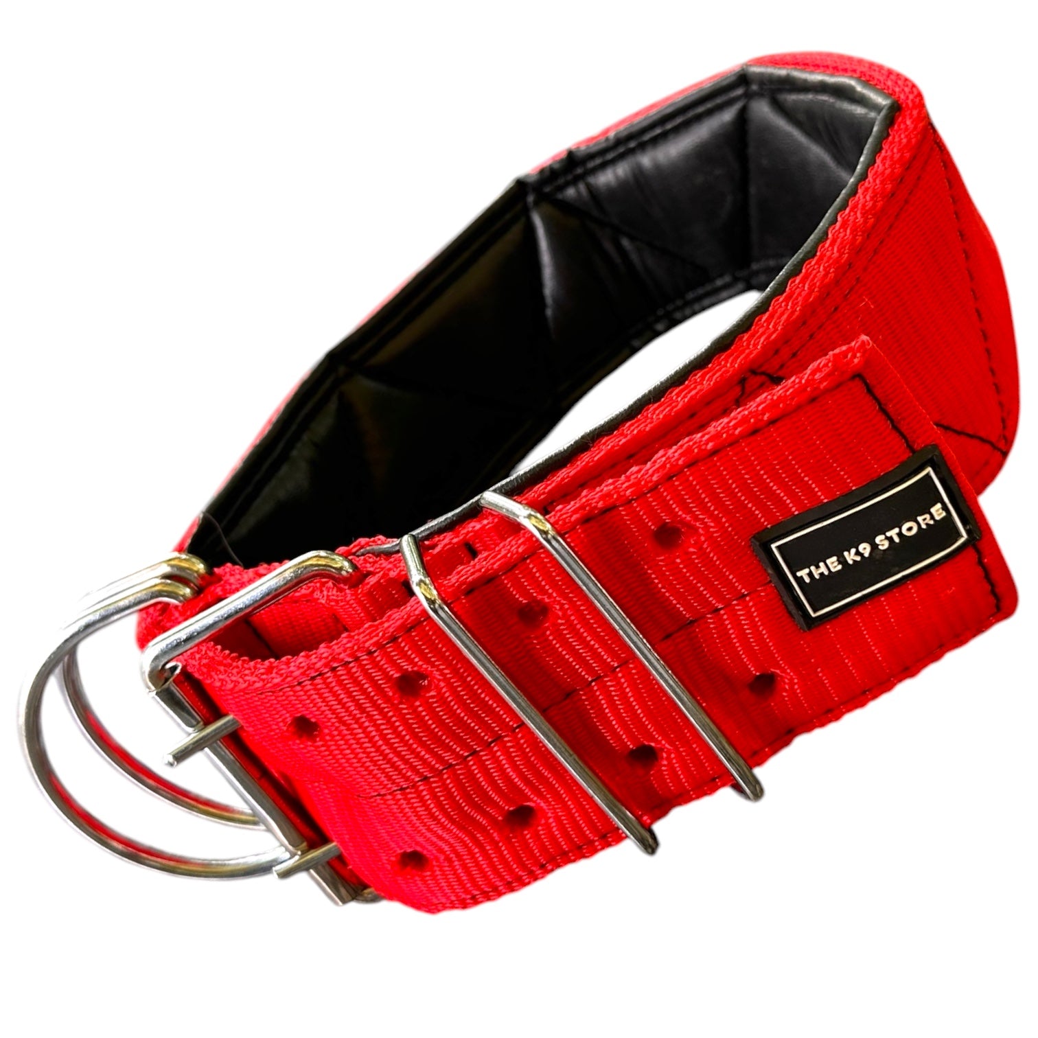 Heavy Duty Dog Collar | PP Webbing | 2" & 3" Width | Fits 16-32 Inch Neck | Black & Red