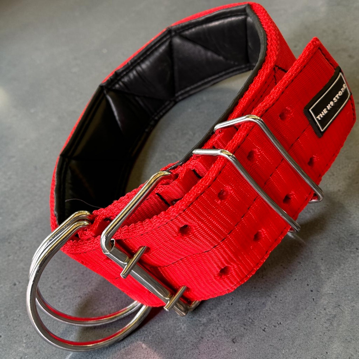 Heavy Duty Dog Collar | PP Webbing | 2" & 3" Width | Fits 16-32 Inch Neck | Black & Red