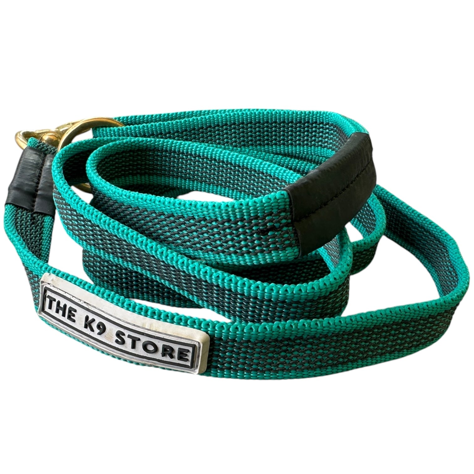 Anti-Slip Dog Training Leash | Solid Brass Hardware | Heavy Duty Nylon Leash for Dogs | 5, 10, 15, 20 Feet | Navy Blue & Persian Green