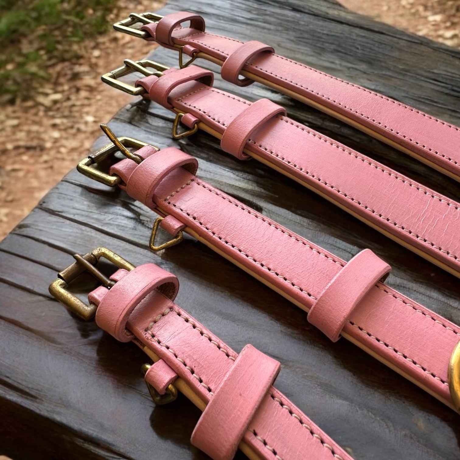 The K9 Store 100% Highgrade Leather Colored Basic Dog Neck Collar (Pink)