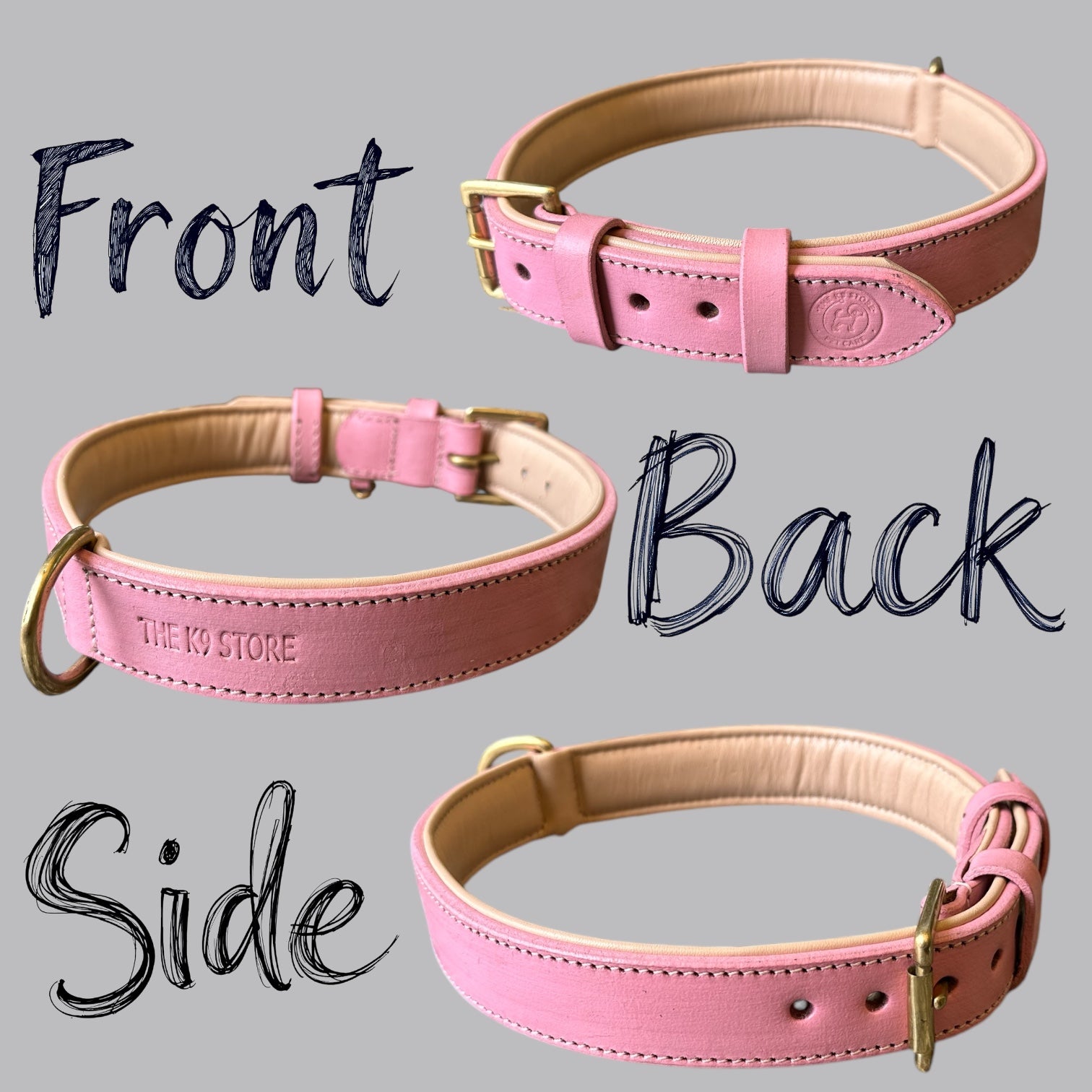 The K9 Store 100% Highgrade Leather Colored Basic Dog Neck Collar (Pink)