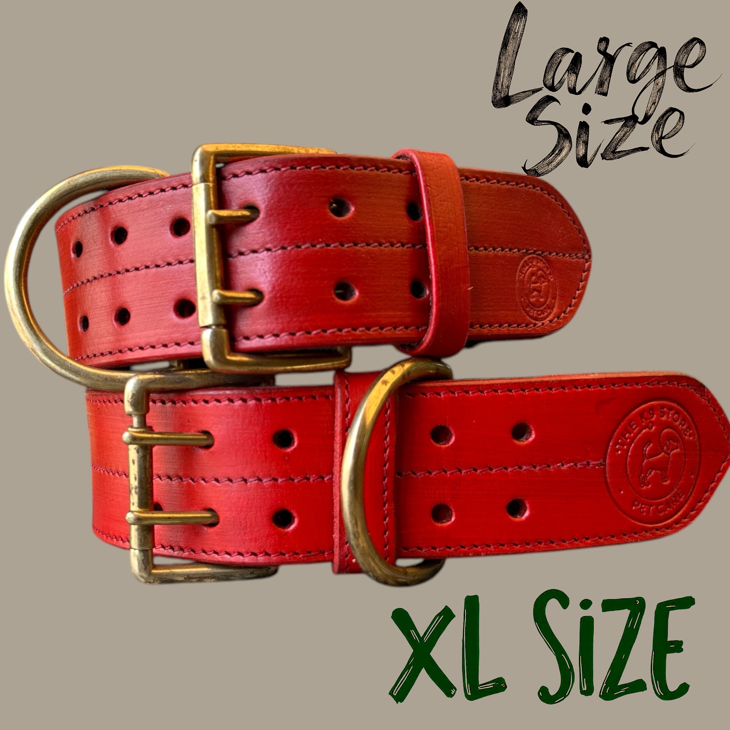 The K9 Store 100% Highgrade Leather Colored Bold & Premium Dog Neck Collar (Dark Red)