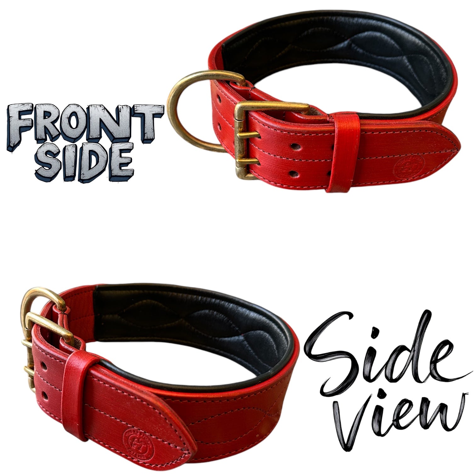 The K9 Store 100% Highgrade Leather Colored Bold & Premium Dog Neck Collar (Dark Red)