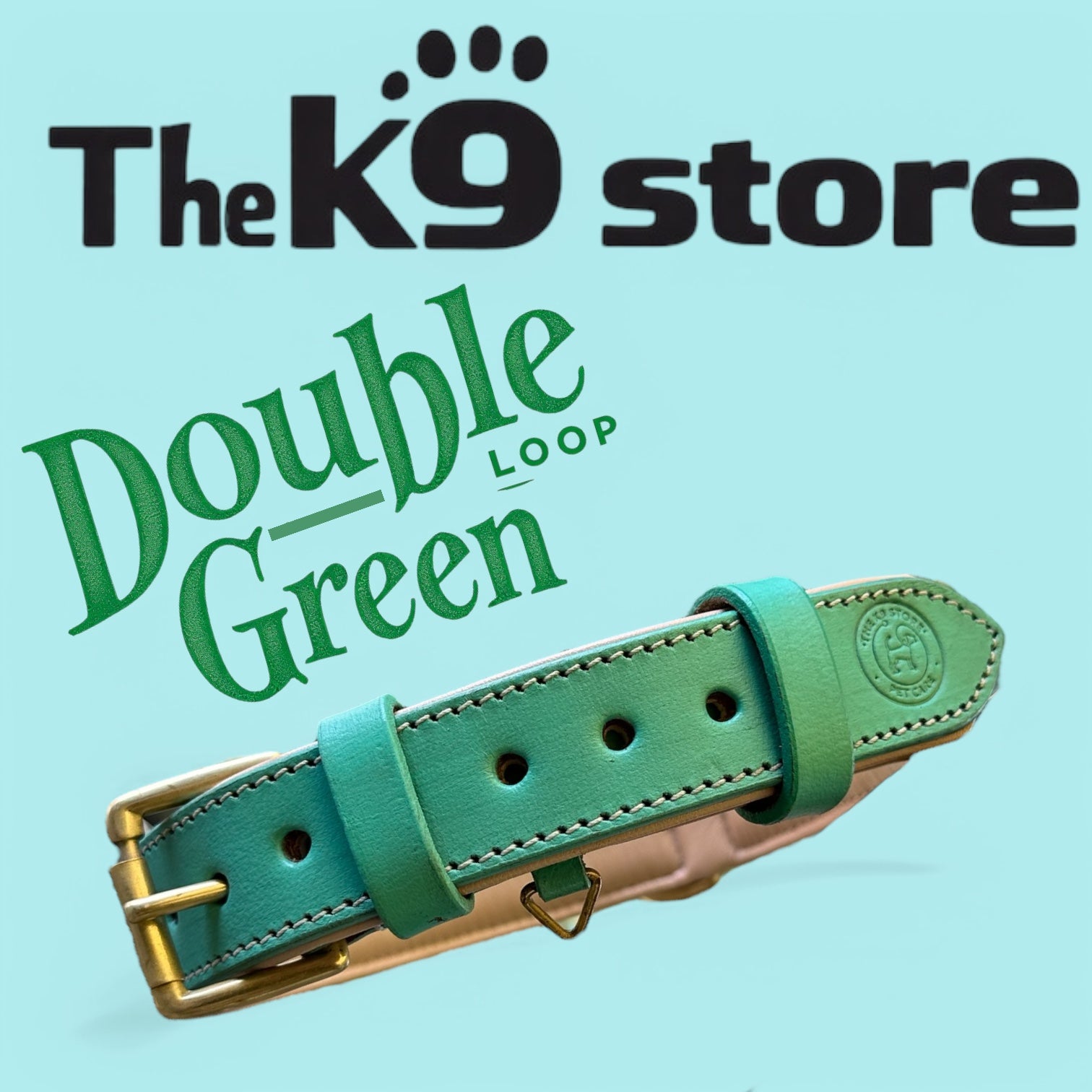 The K9 Store 100% Highgrade Leather Colored Basic Dog Neck Collar (Green/Mint)