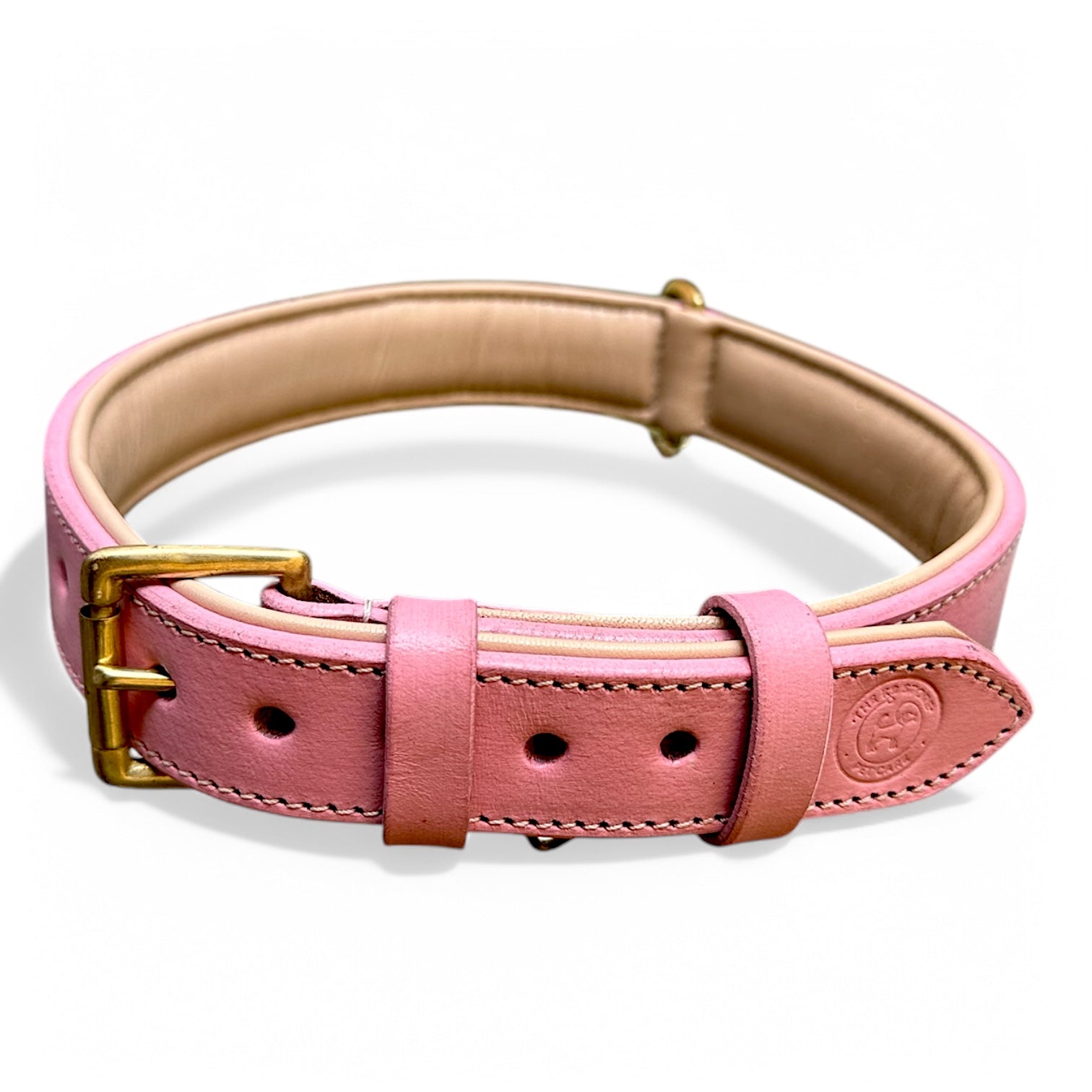 The K9 Store 100% Highgrade Leather Colored Basic Dog Neck Collar (Pink)