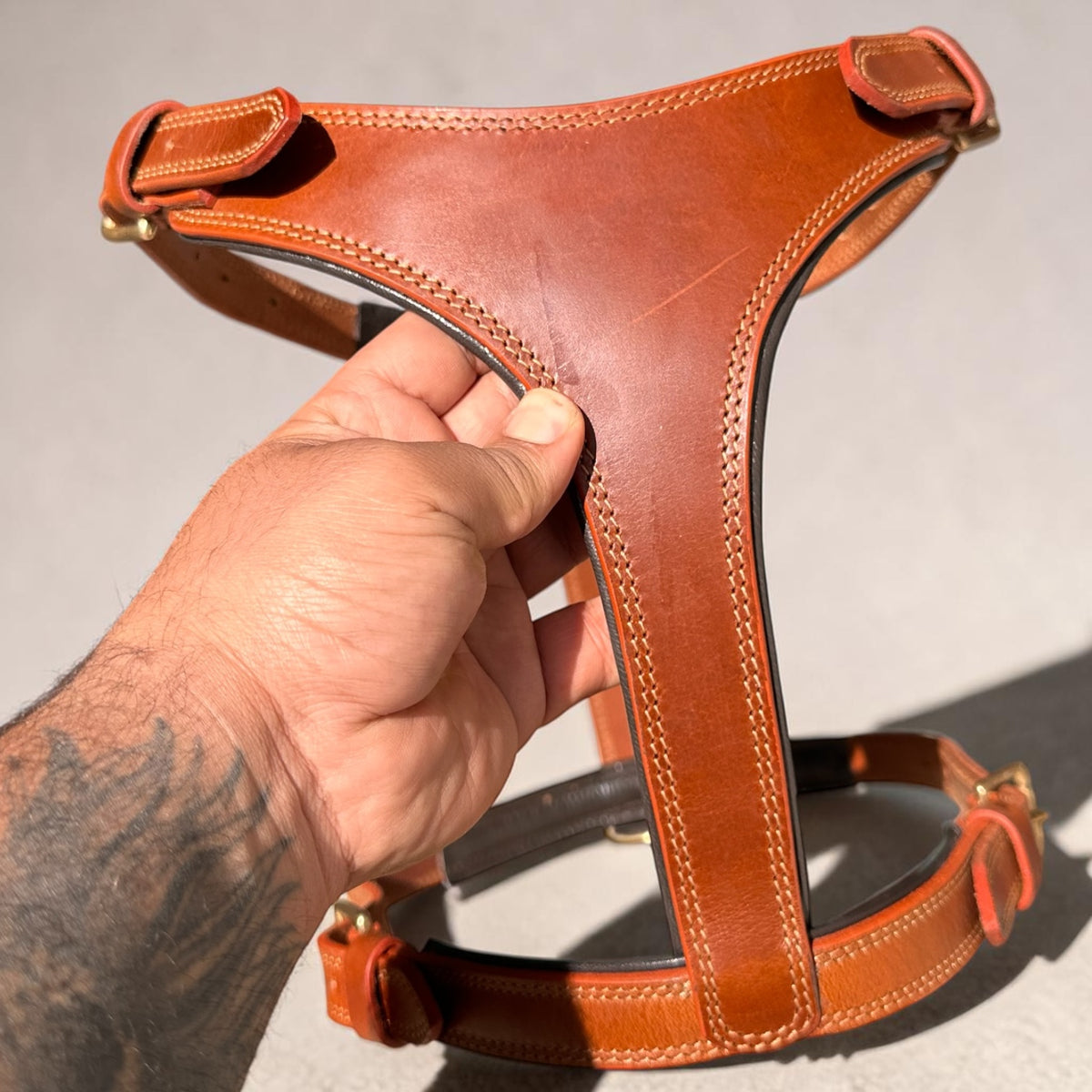 THE K9 STORE Tan Leather Dog Harness – Adjustable Premium Harness for Dogs