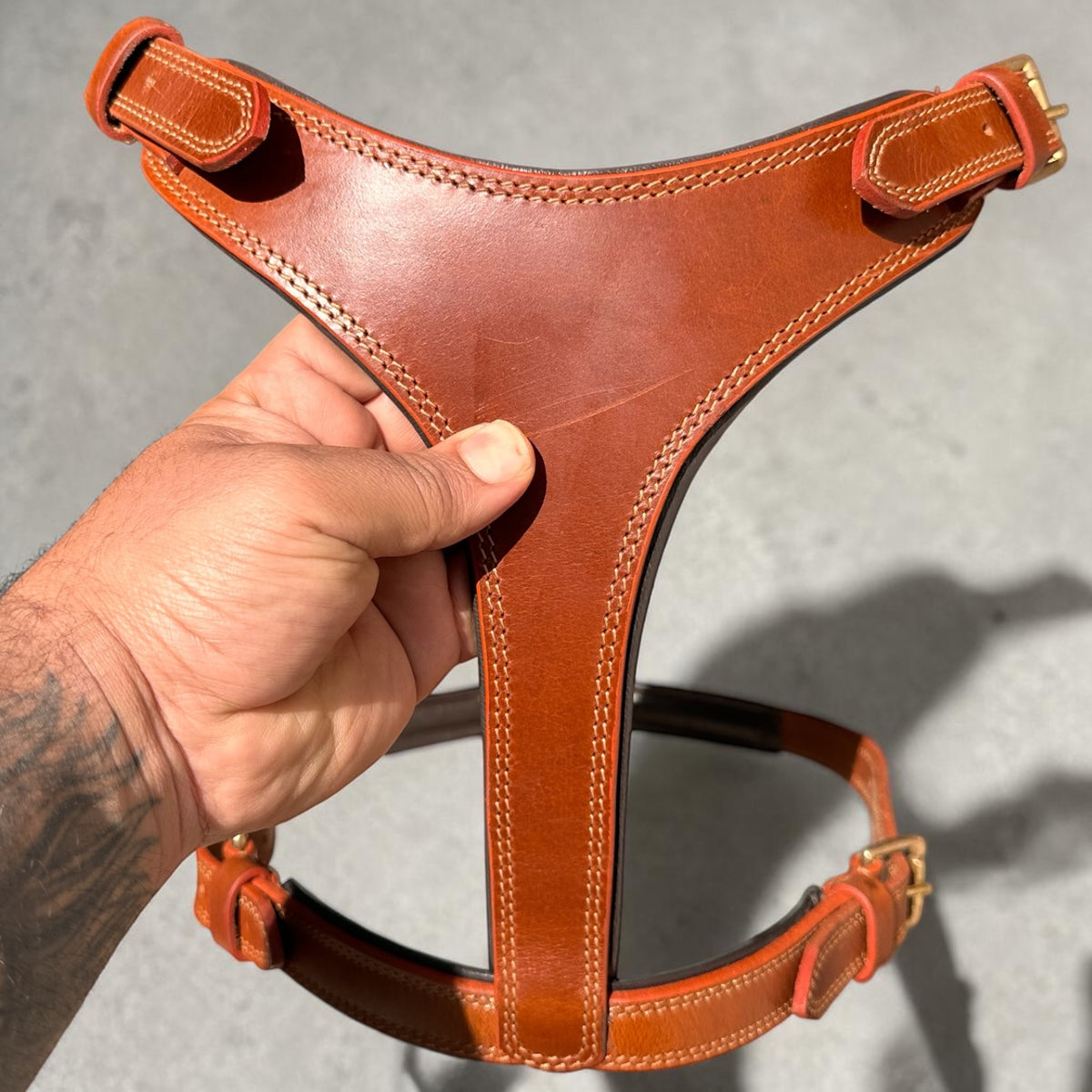 THE K9 STORE Tan Leather Dog Harness – Adjustable Premium Harness for Dogs
