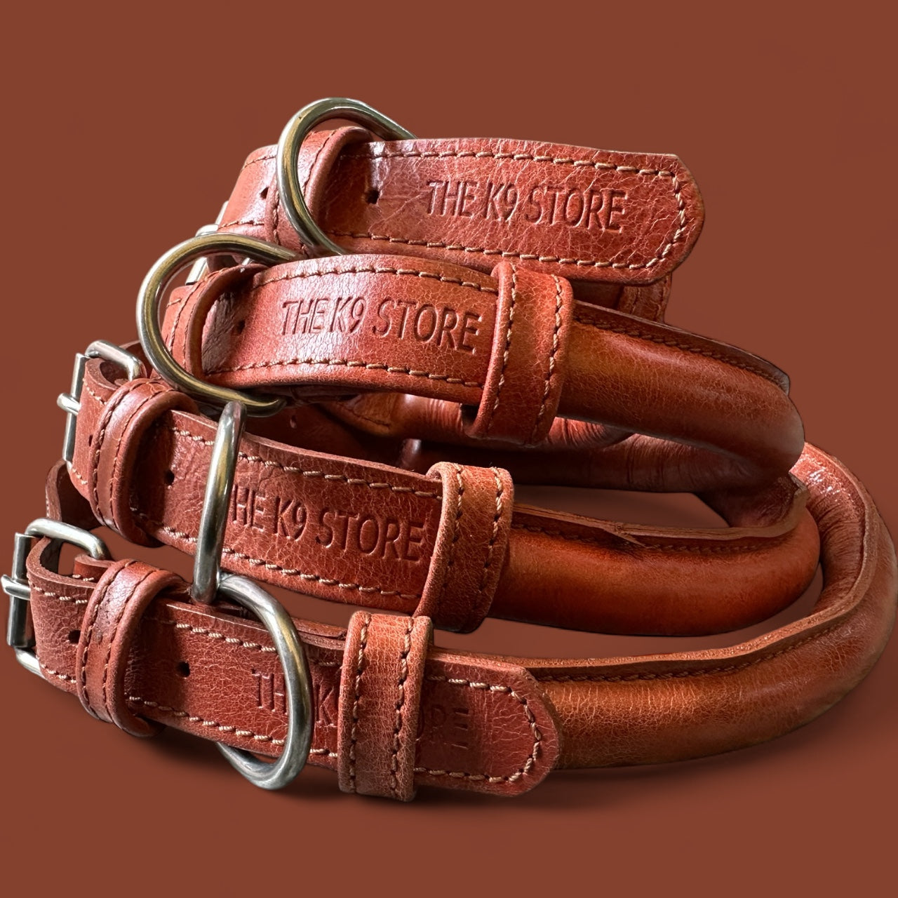 Handmade Rope Design Leather Dog Collar | Heavy Metal Support | Premium K9 Collar (India Only)