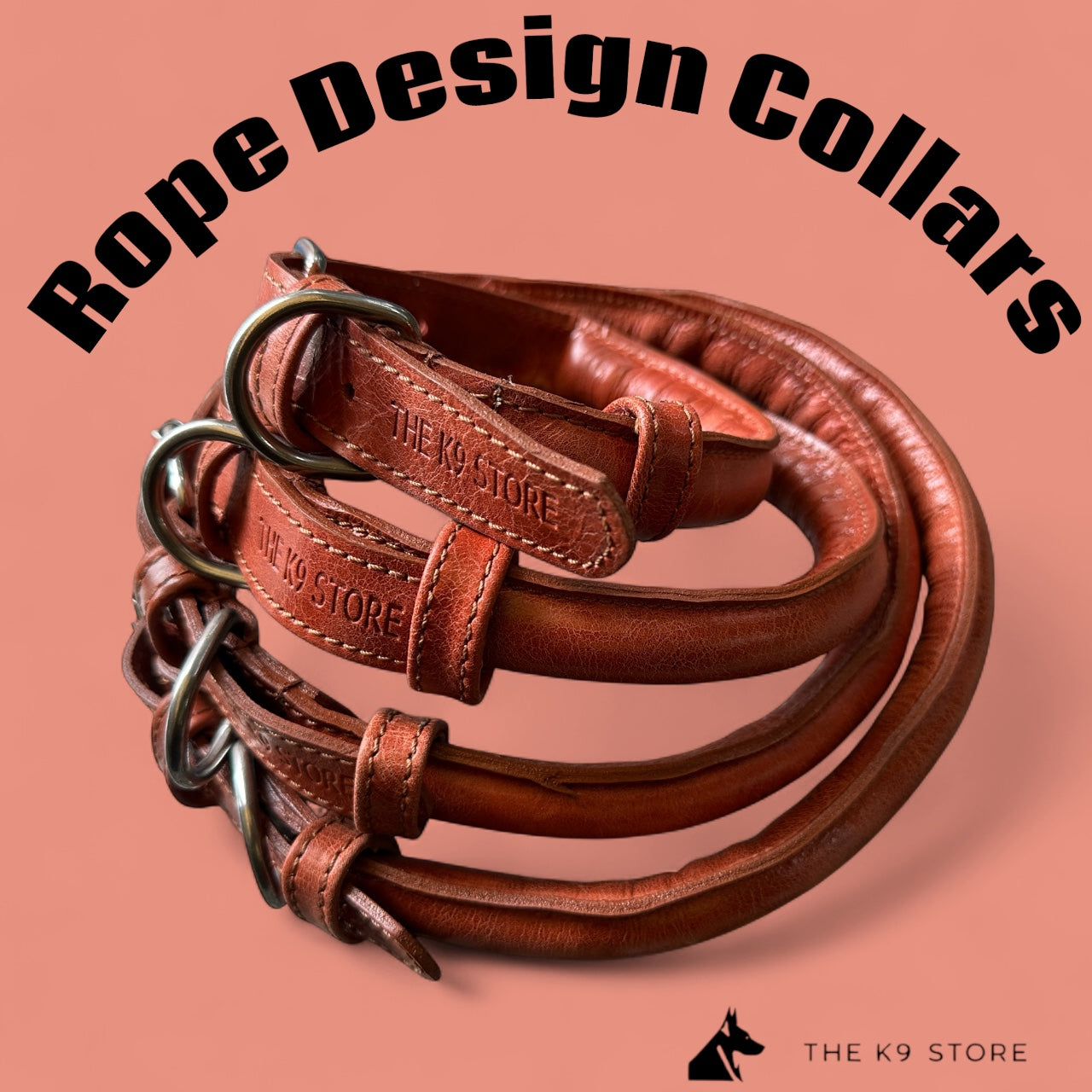 Handmade Rope Design Leather Dog Collar | Heavy Metal Support | Premium K9 Collar (India Only)