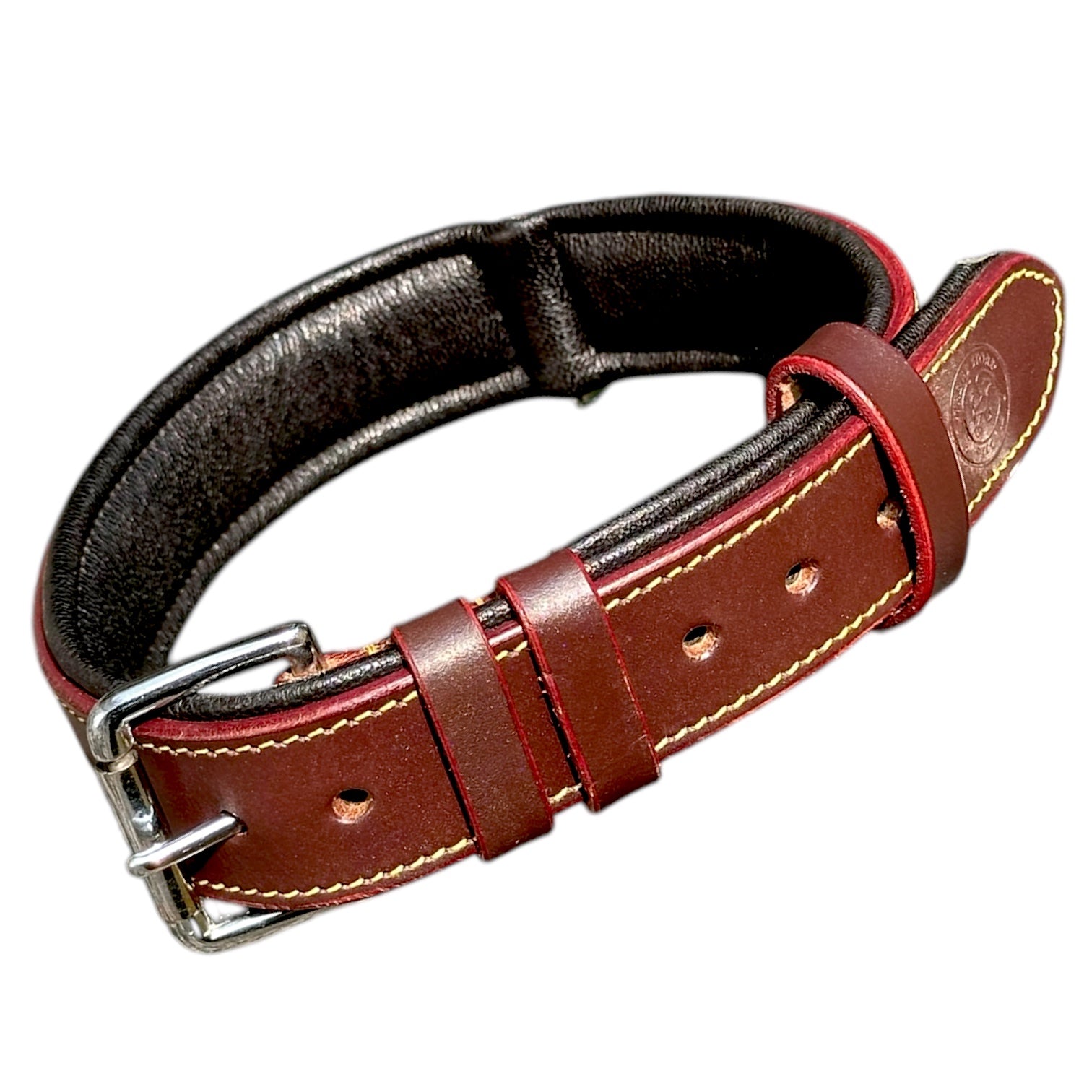 The K9 Store 100% Highgrade Leather Colored Basic Dog Neck Collar Chocolate Color