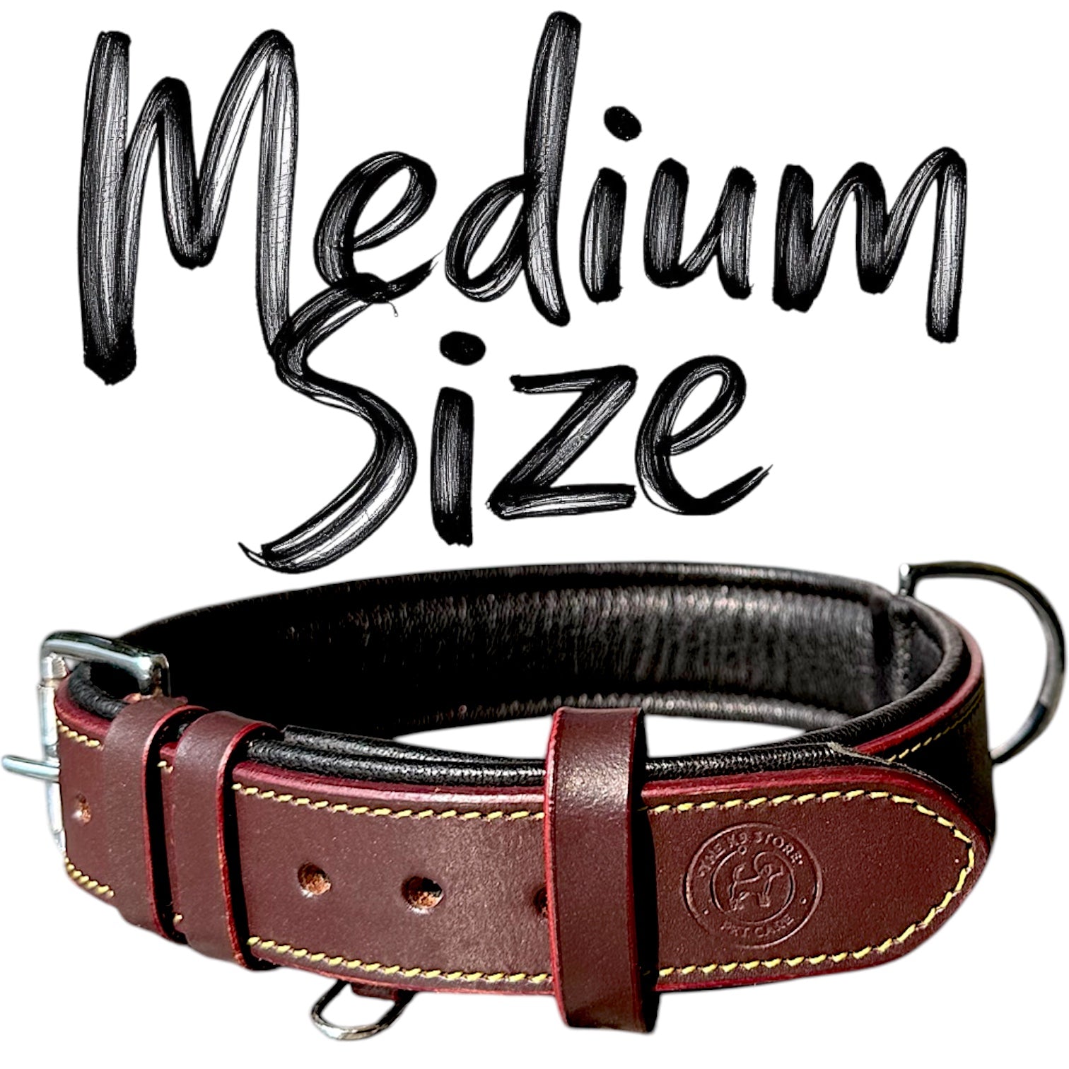 The K9 Store 100% Highgrade Leather Colored Basic Dog Neck Collar Chocolate Medium Size