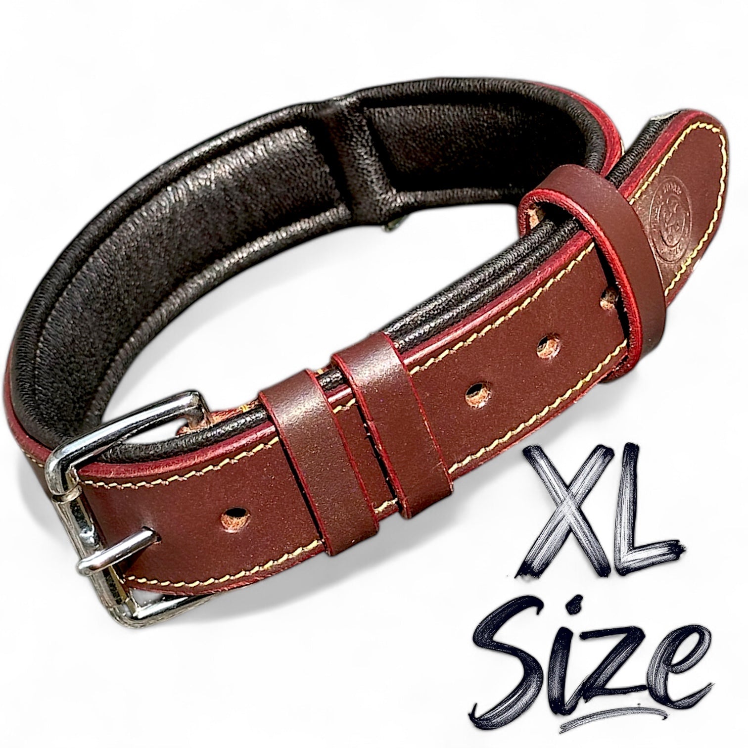 The K9 Store 100% Highgrade Leather Colored Basic Dog Neck Collar Chocolate XL Size
