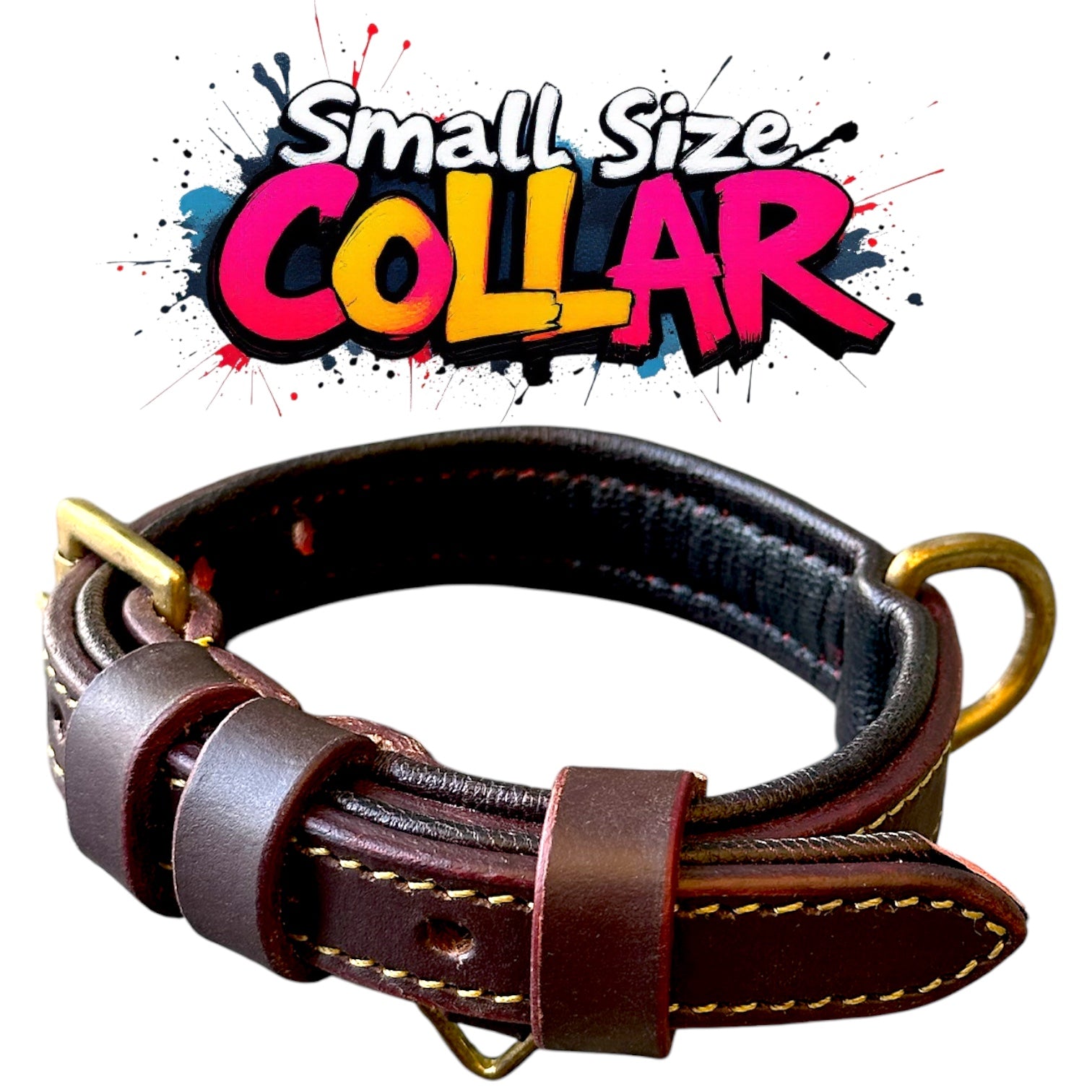 The K9 Store 100% Highgrade Leather Colored Basic Dog Neck Collar Chocolate Small Size