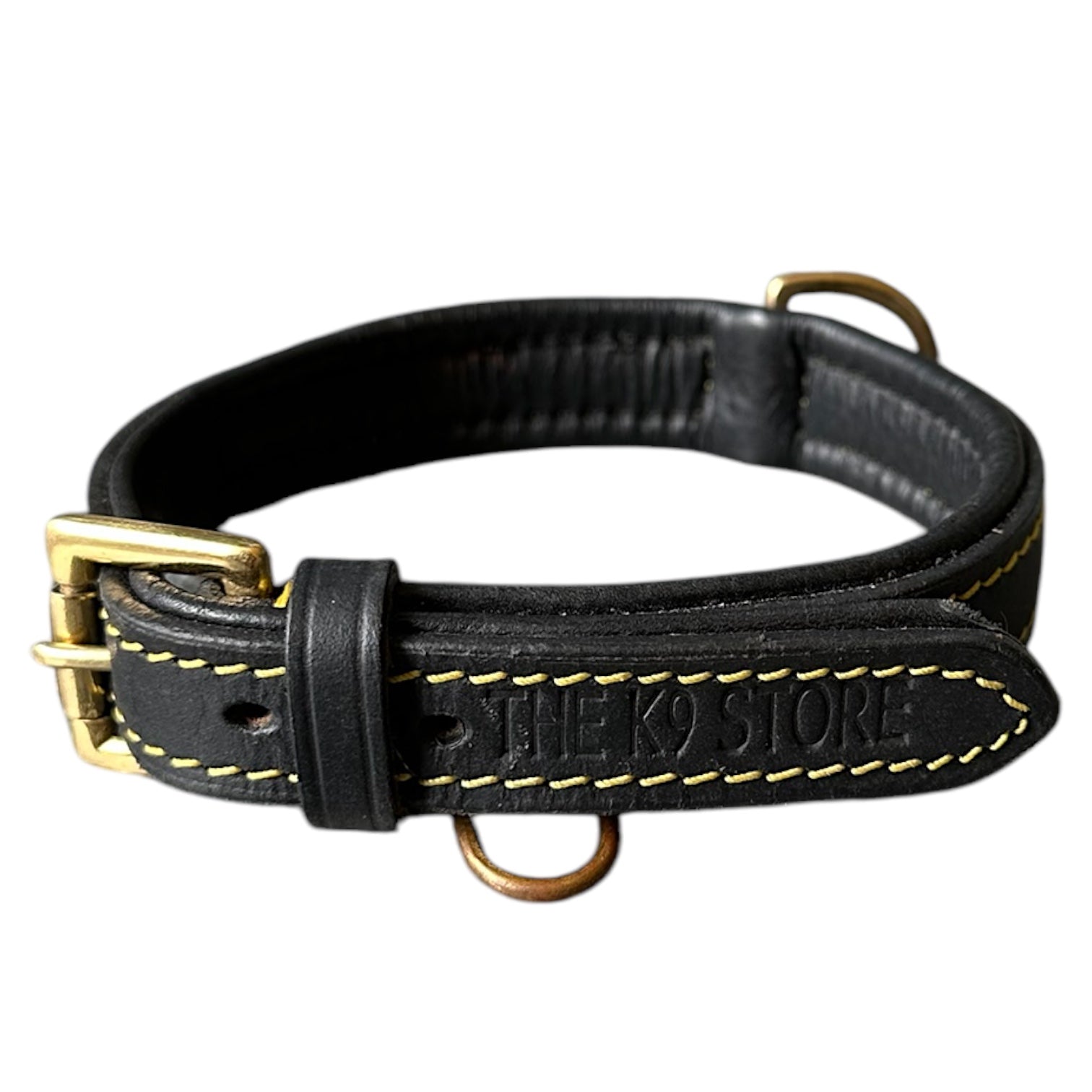 The K9 Store 100 Highgrade Leather Colored Dog Neck Collar Black