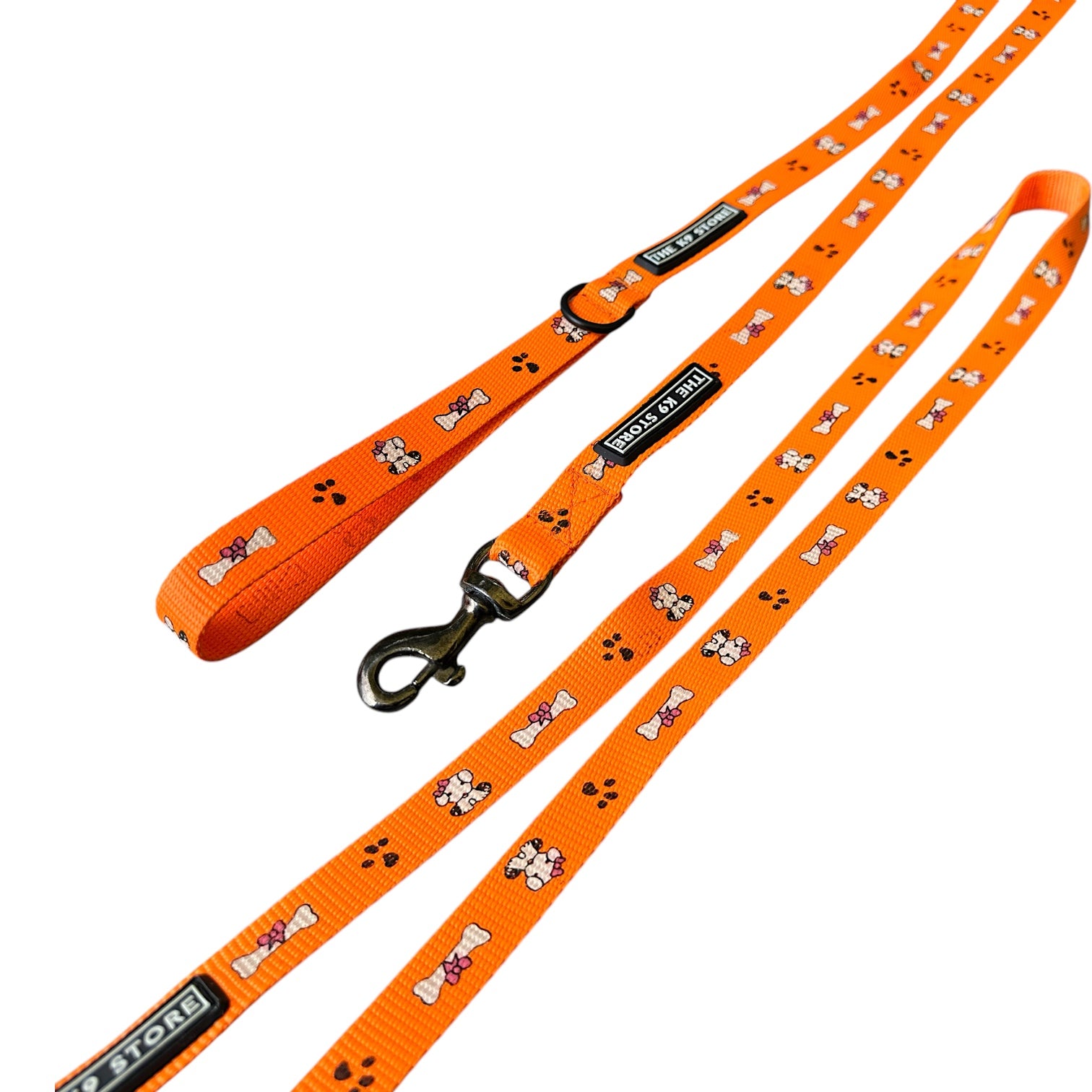The K9 Store 5ft Orange Printed Nylon Leash for Dogs – Strong & Durable for all dog breeds