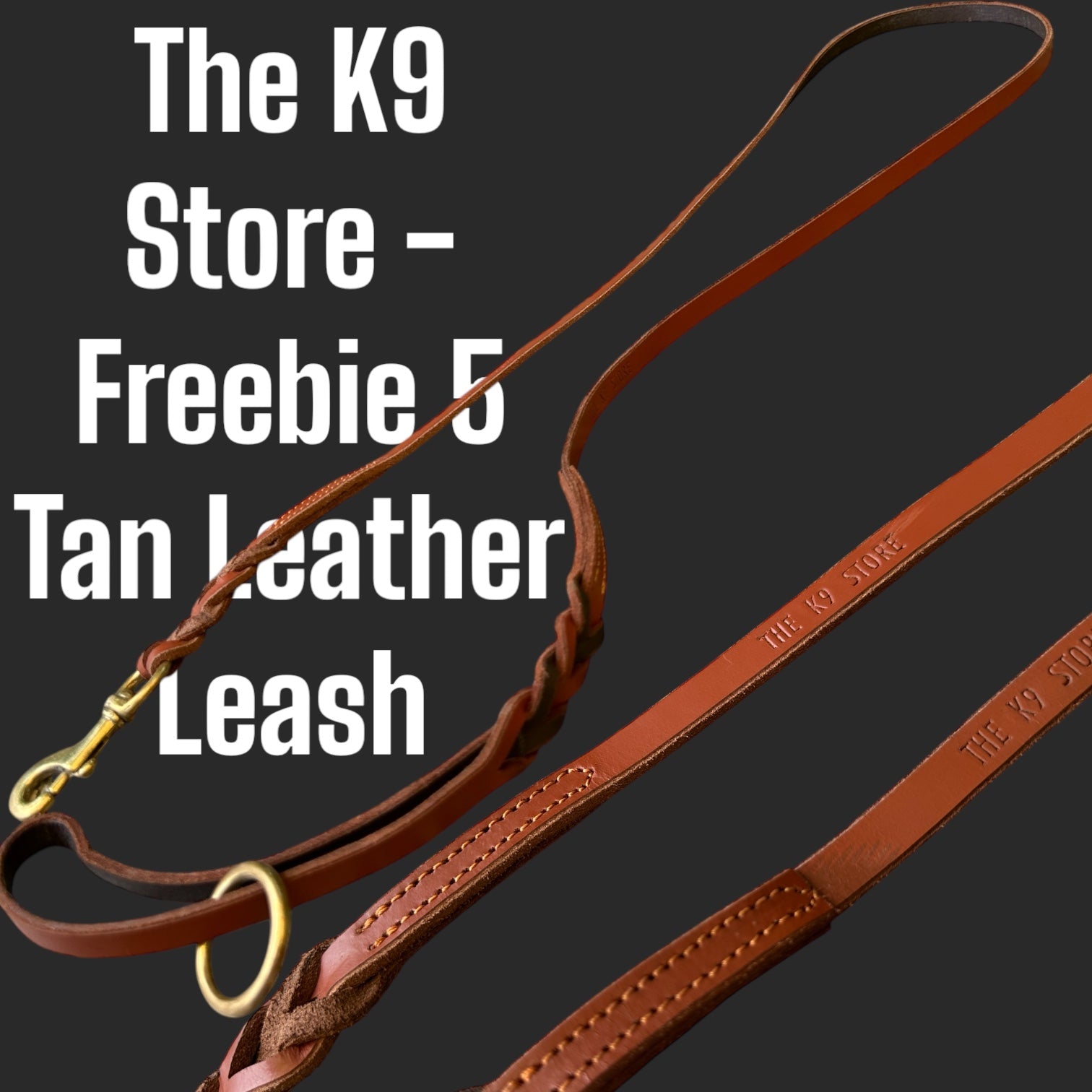 The K9 Store Premium Leather Single Handle Freebie Dog Leash, 5 Feet Long With Brass Hooks For All Dog Breeds