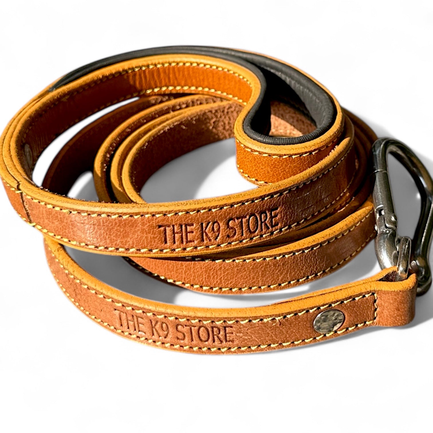 The K9 Store Premium Leather Premium Dog Leash, 5 Feet Long With Brass Hooks In Tan Color For All Dog Breeds