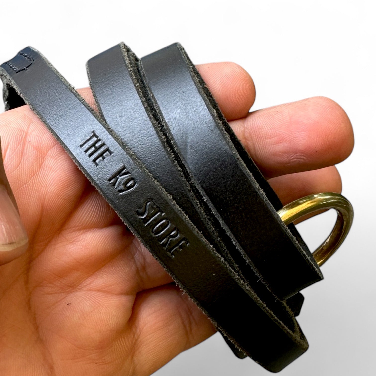 The K9 Store Premium Leather Single Handle Freebie Dog Leash, 5 Feet Long With Brass Hooks For All Dog Breeds