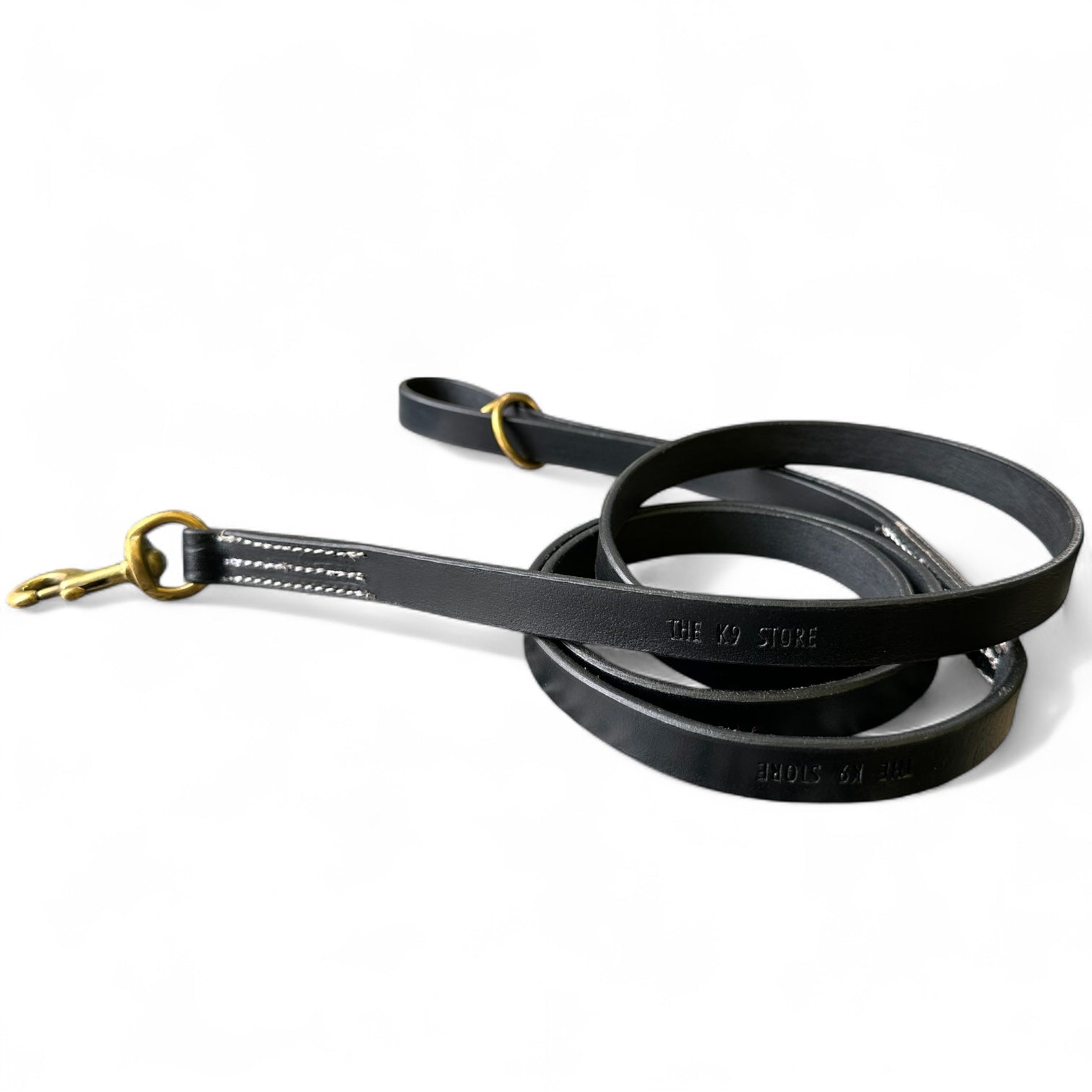 The K9 Store Premium Leather Tri-Stitched Single Handle Dog Leash, 6 Feet Long With Brass Hooks For All Dog Breeds