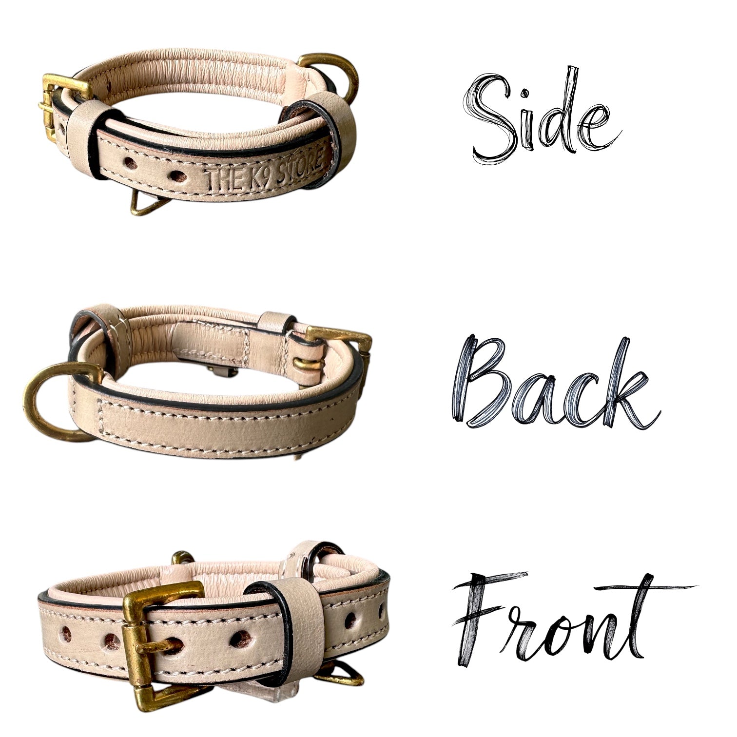 The K9 Store 100% Highgrade Leather Colored Basic Dog Neck Collar (Grey)