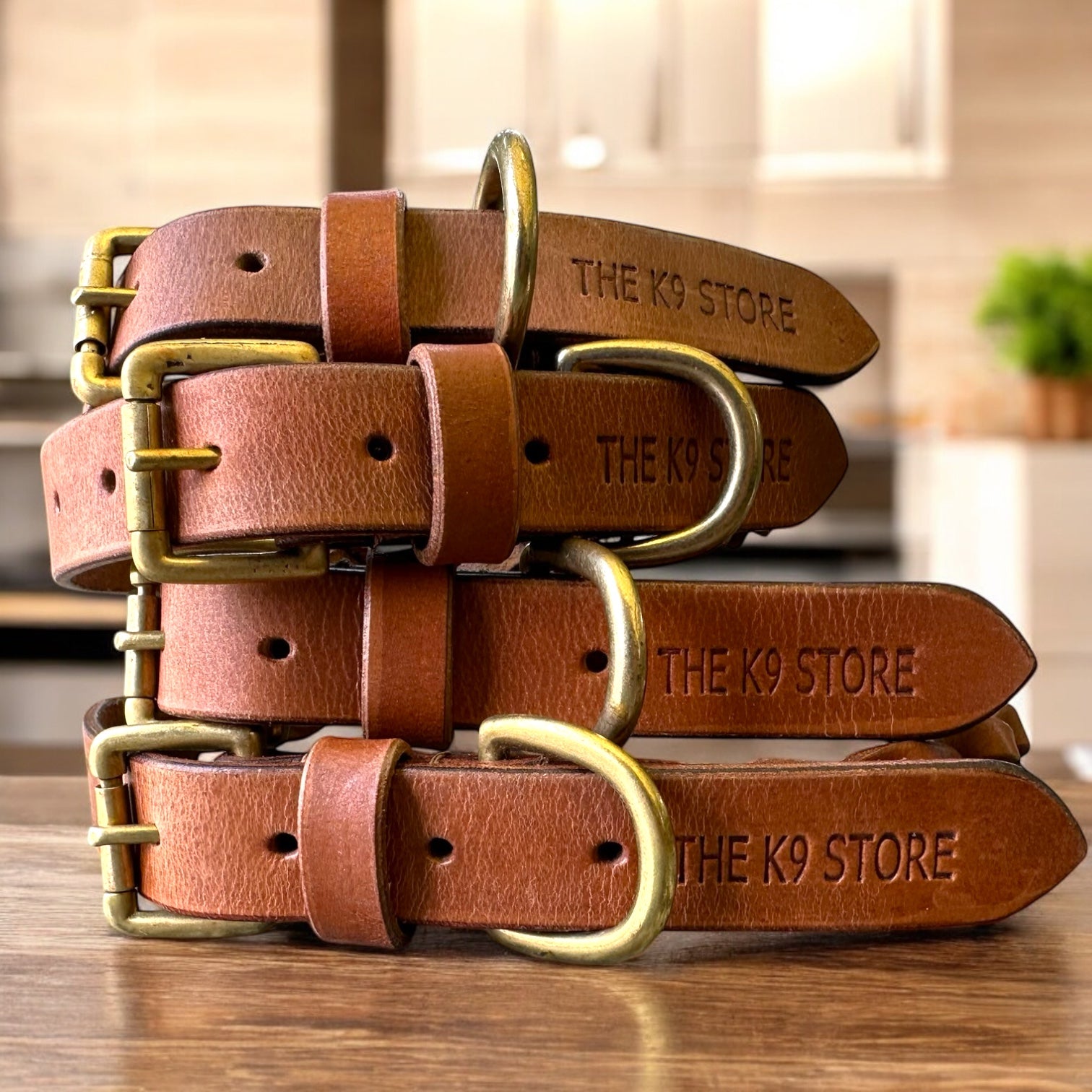 The K9 Store 100% Highgrade Leather Criss Cross Designer Dog Neck Collar (Tan)