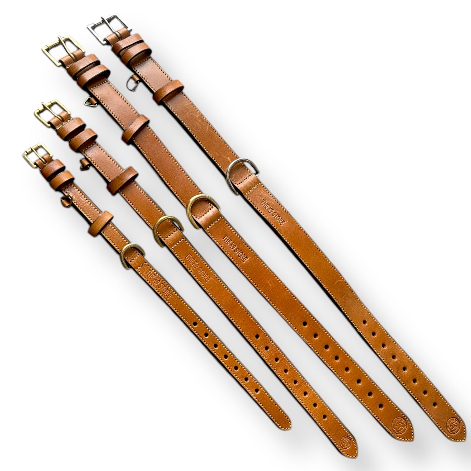 The K9 Store 100% Highgrade Leather Colored Basic Dog Neck Collar (Tan)