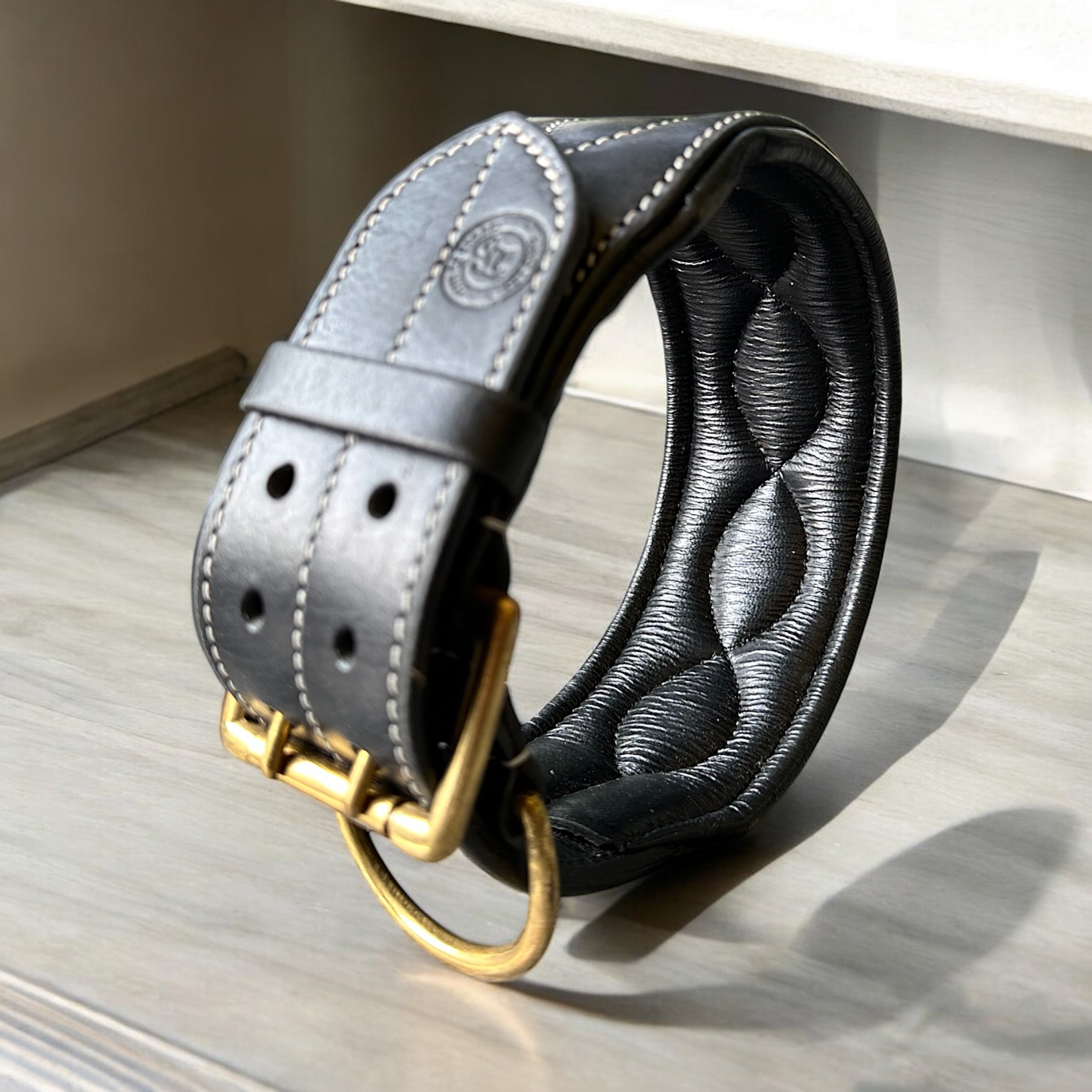 The K9 Store 100% Highgrade Leather Colored Bold & Premium Dog Neck Collar (Black)