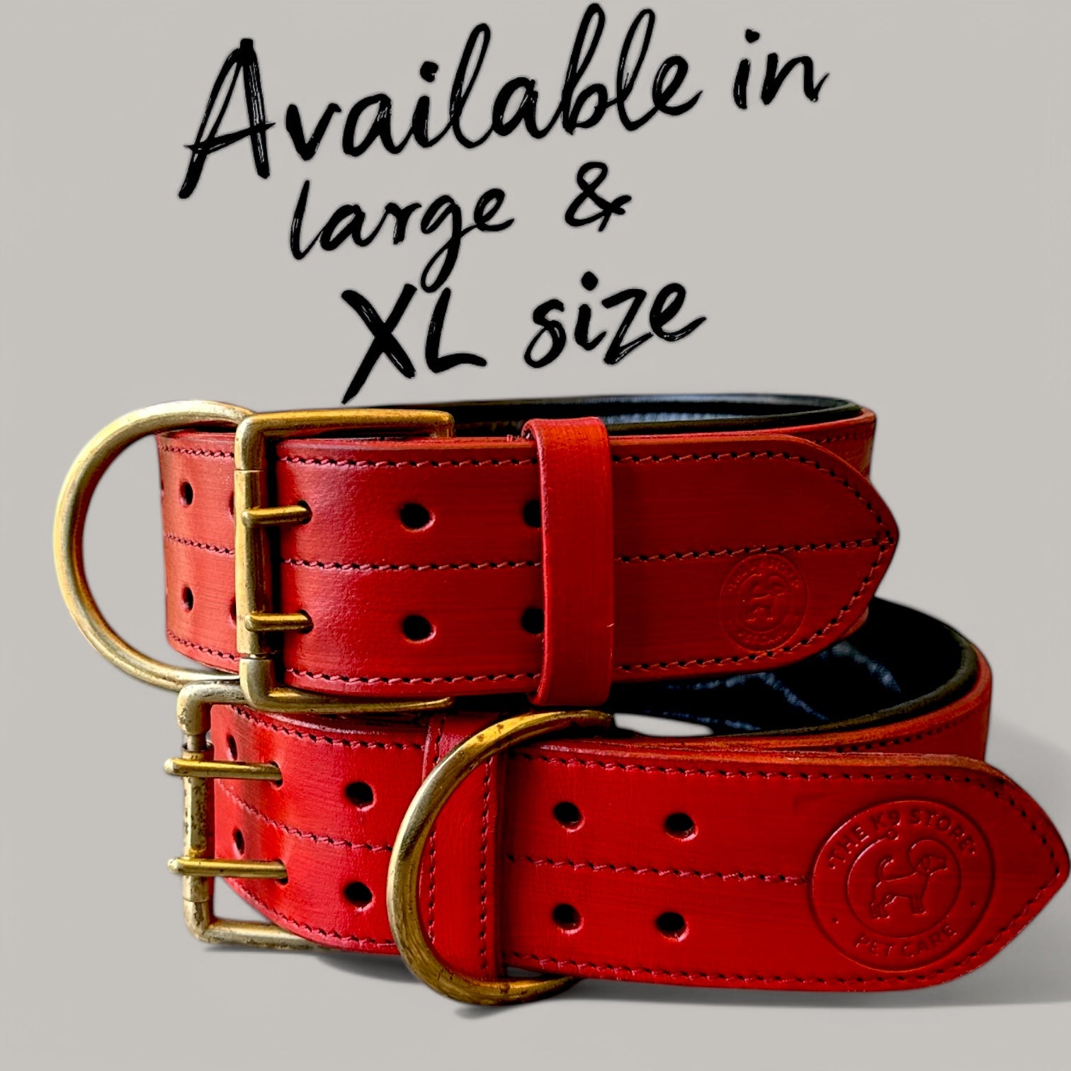 The K9 Store 100% Highgrade Leather Colored Bold & Premium Dog Neck Collar (Dark Red)